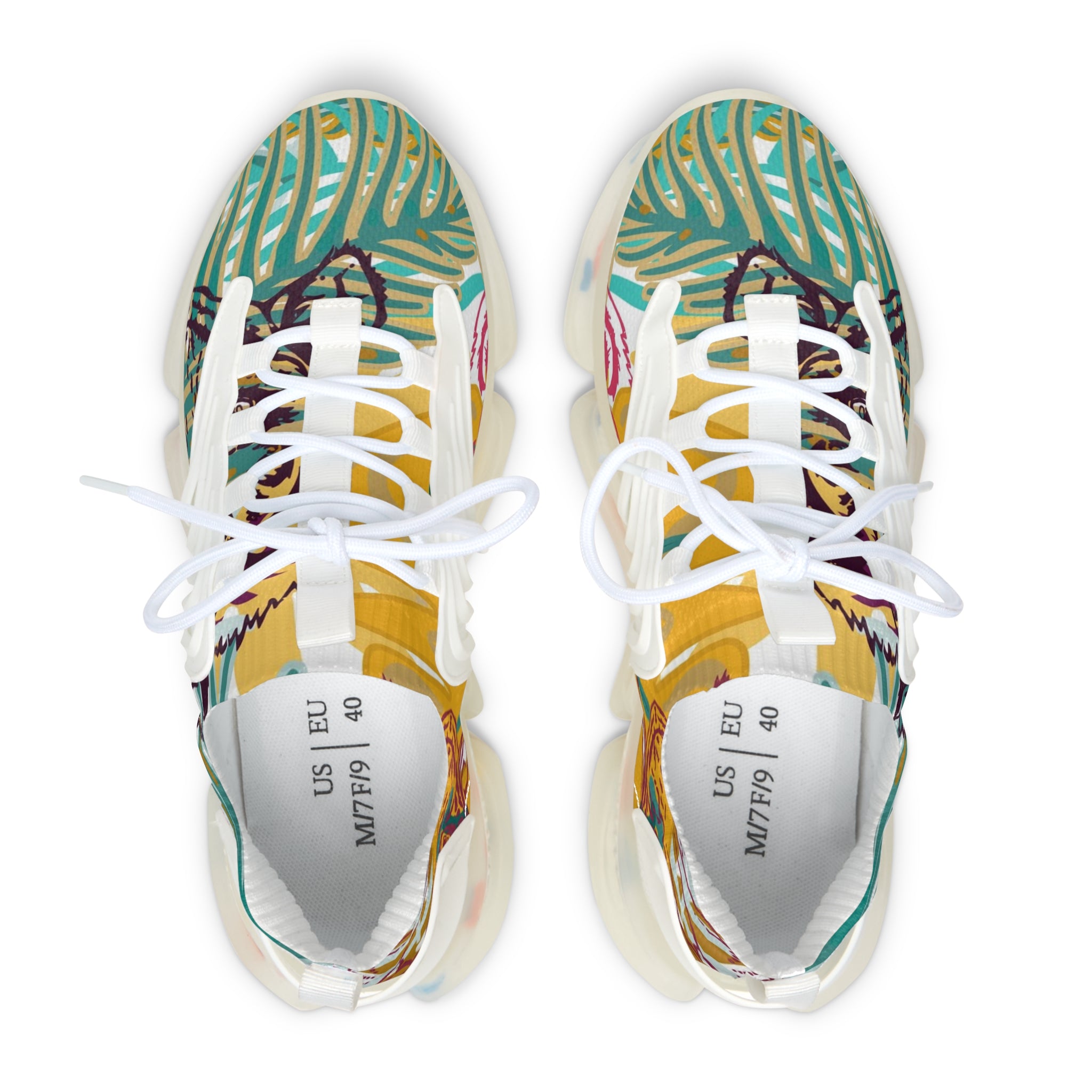 Tropical Jungle Tigers Brown and Green Women's Mesh Sneakers, Artsulli - Art is Long, Life is Short, Shoes, , , , , , , 