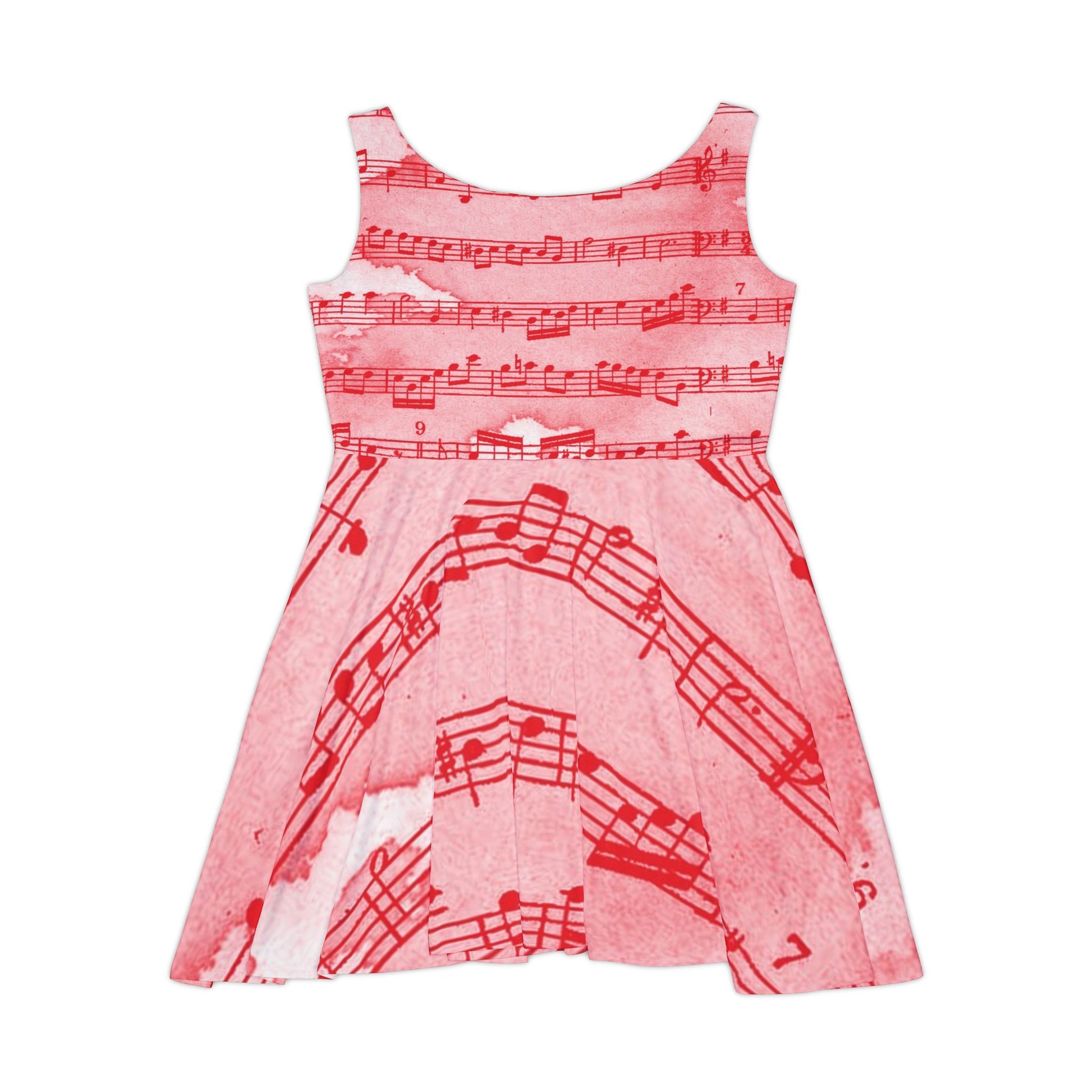 Drip Spill Type Beat Sheet Music Red Women's Skater Dress (AOP), Artsulli - Art is Long, Life is Short, All Over Prints, , , , , , , 