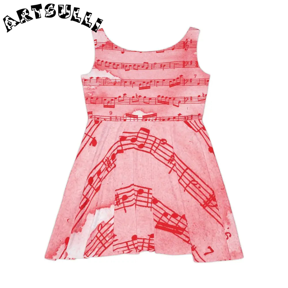 JAKKOUTTHEBXX Pink Musical Note Art Printed Skater Dress 2025