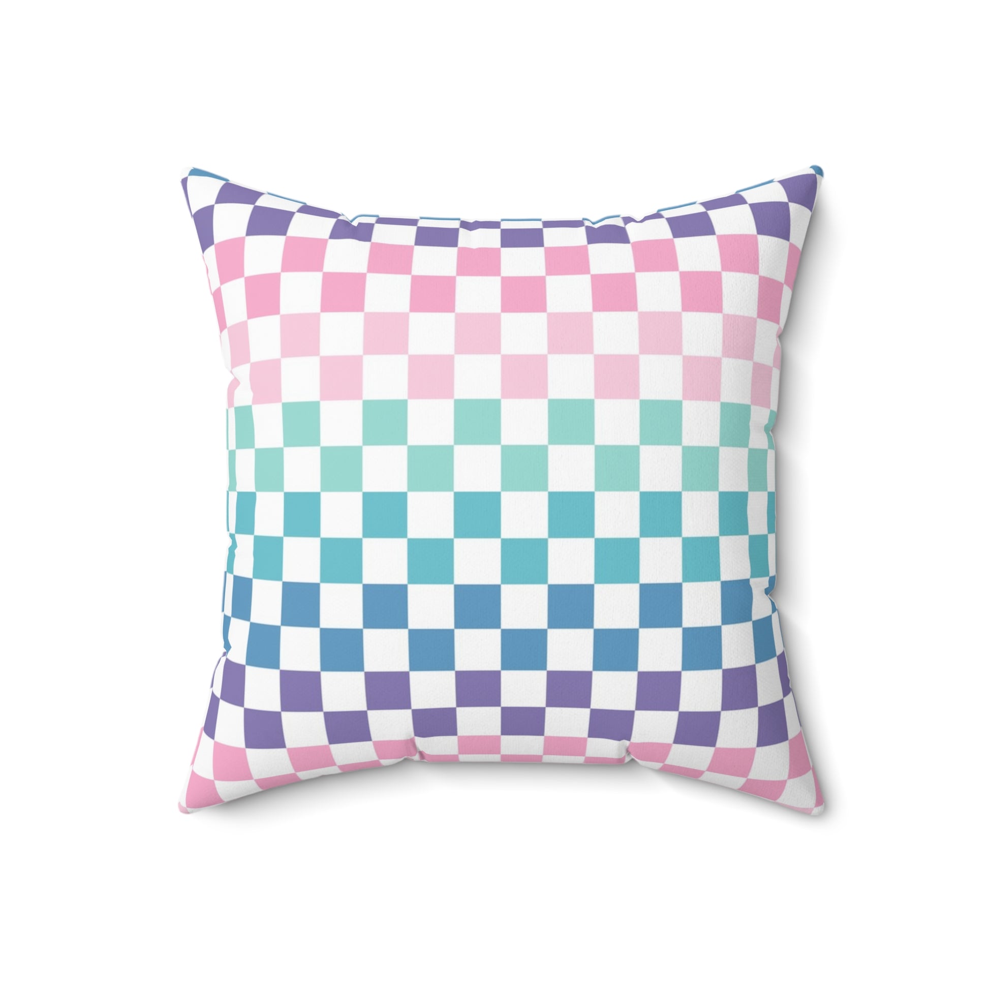Vaporwave Rainbow  Checkerboard Multi-Color Spun Polyester Square Pillow, Artsulli - Art is Long, Life is Short, Home Decor, , , , , , , 