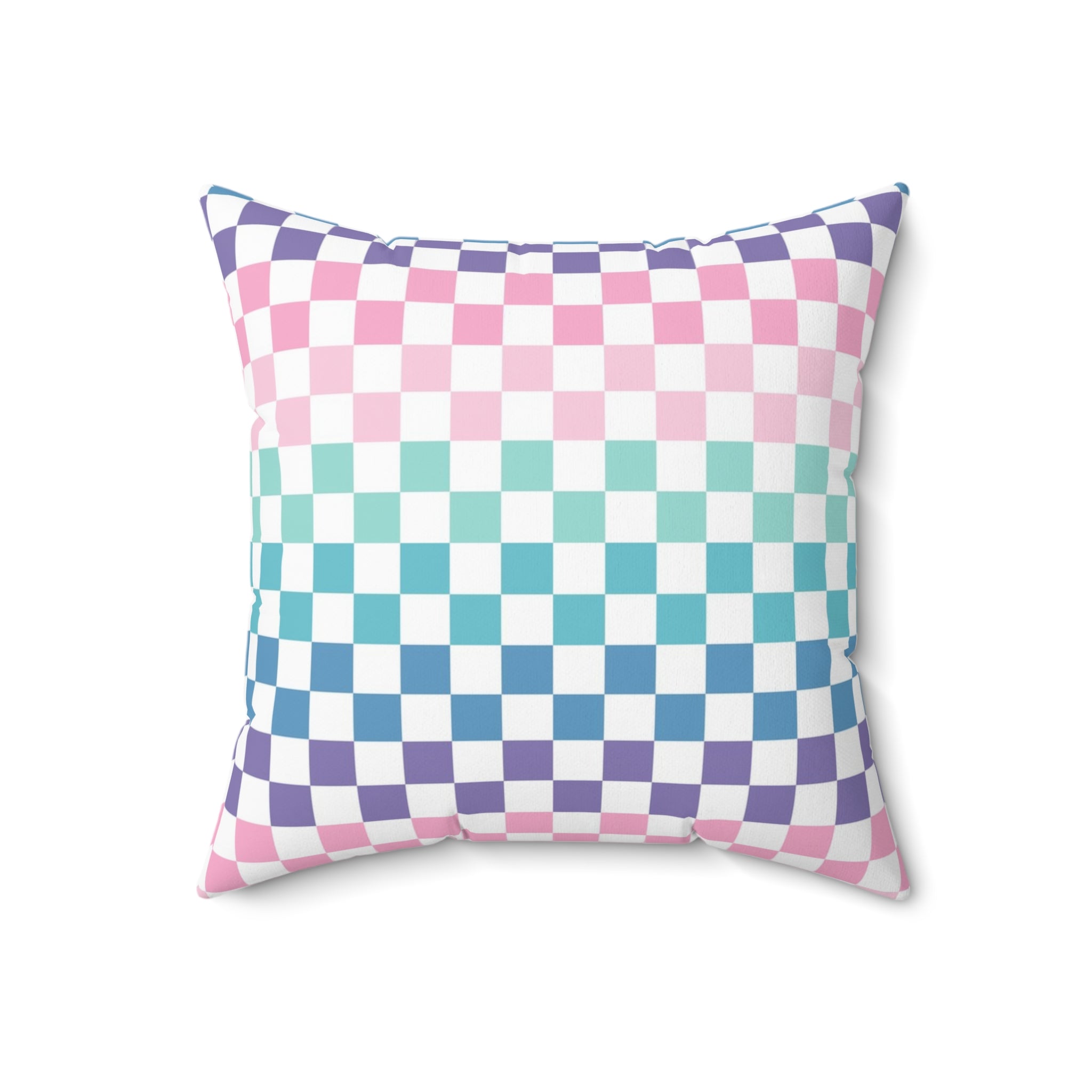 Vaporwave Rainbow  Checkerboard Multi-Color Spun Polyester Square Pillow, Artsulli - Art is Long, Life is Short, Home Decor, , , , , , , 