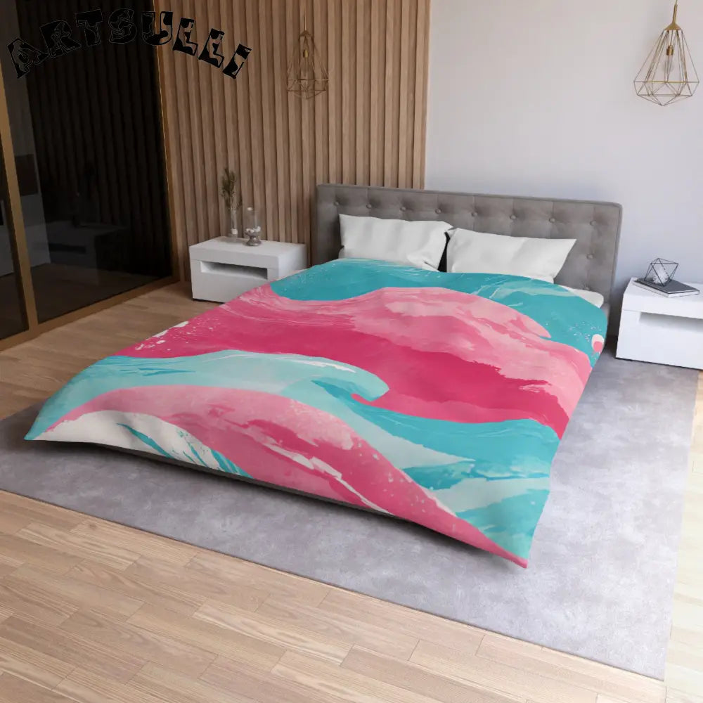 JAKKOUTTHEBXX The Great Pastelwave Pink and Blue Microfiber Duvet