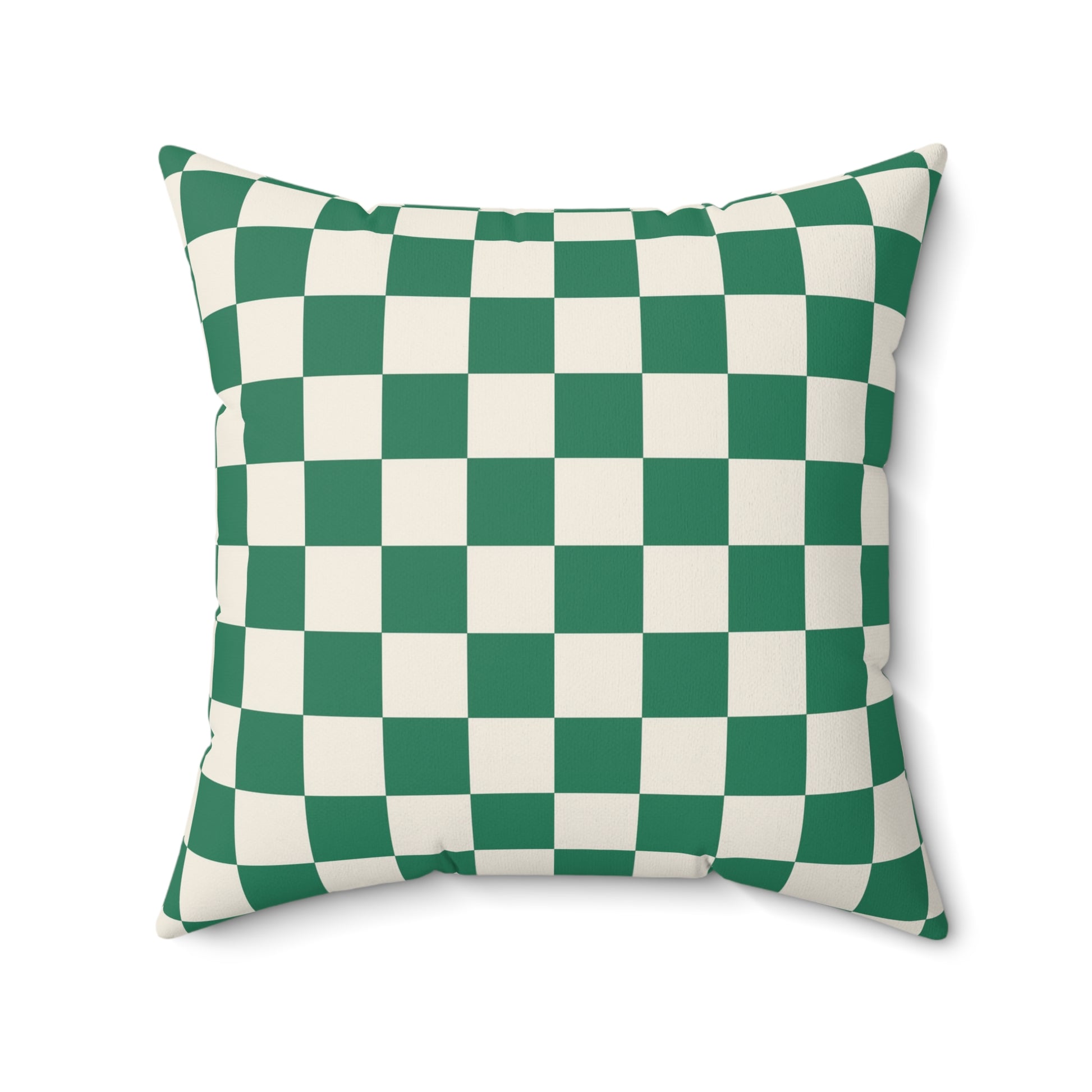 Checkerboard Dark Green Spun Polyester Square Pillow, Artsulli - Art is Long, Life is Short, Home Decor, Size, 20" × 20", , , , , 77800022638481205843