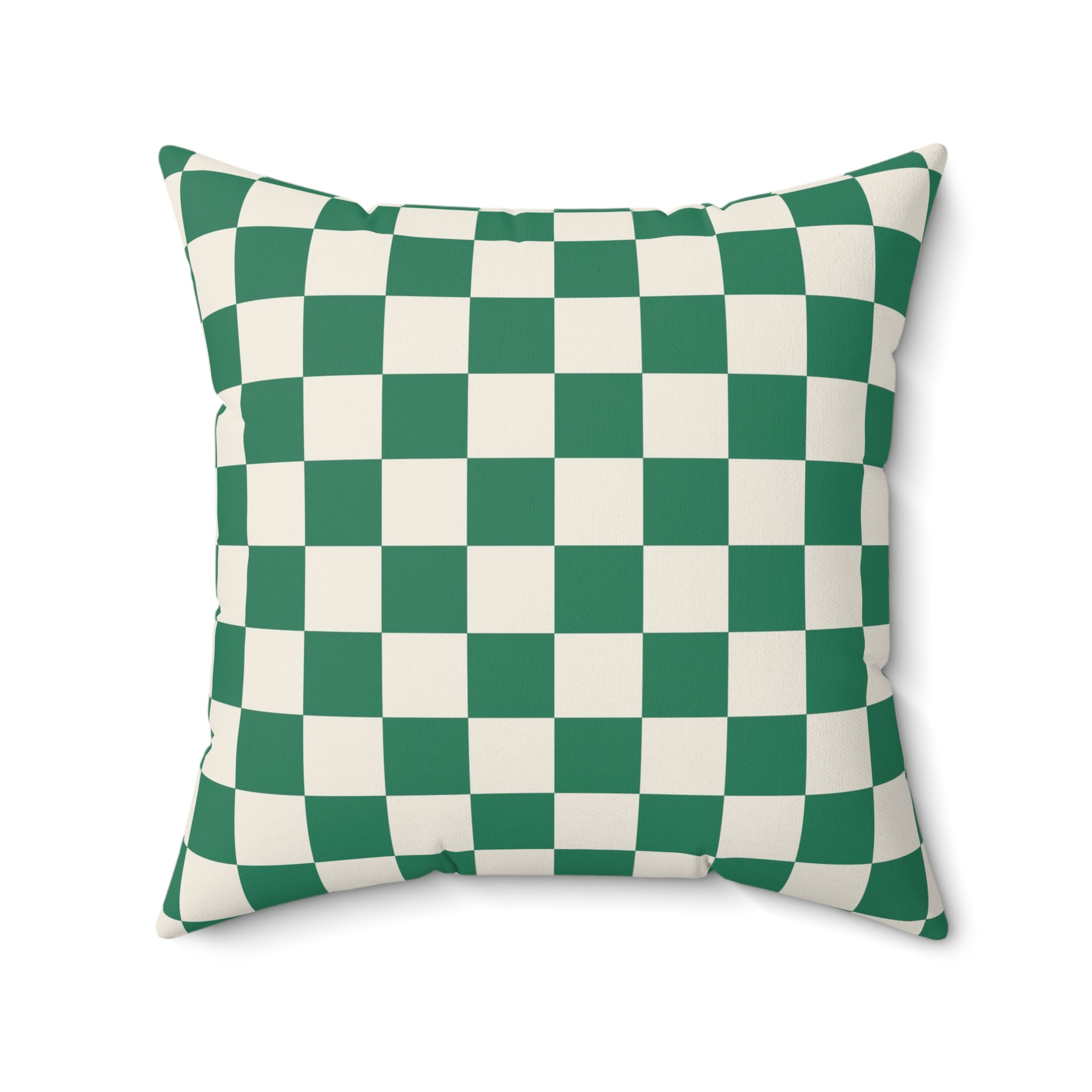 Checkerboard Dark Green Spun Polyester Square Pillow, Artsulli - Art is Long, Life is Short, Home Decor, Size, 20" × 20", , , , , 77800022638481205843