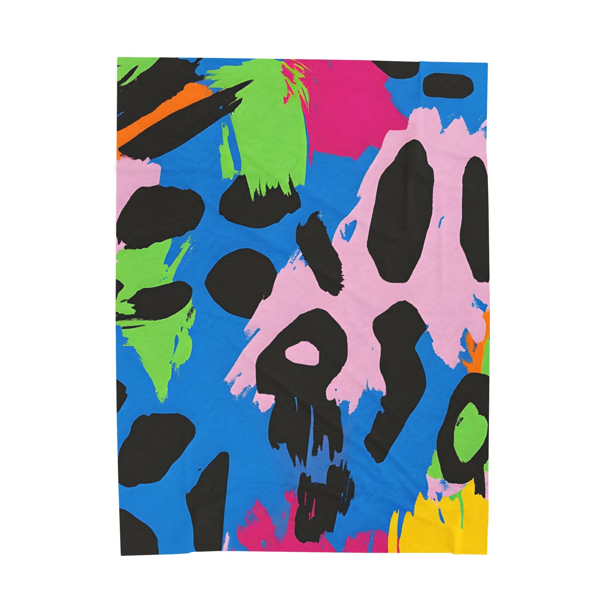90s Neon Velveteen Plush Blanket, Artsulli - Art is Long, Life is Short, All Over Prints, Size, 60" × 80", , , , , 19517914527293567583