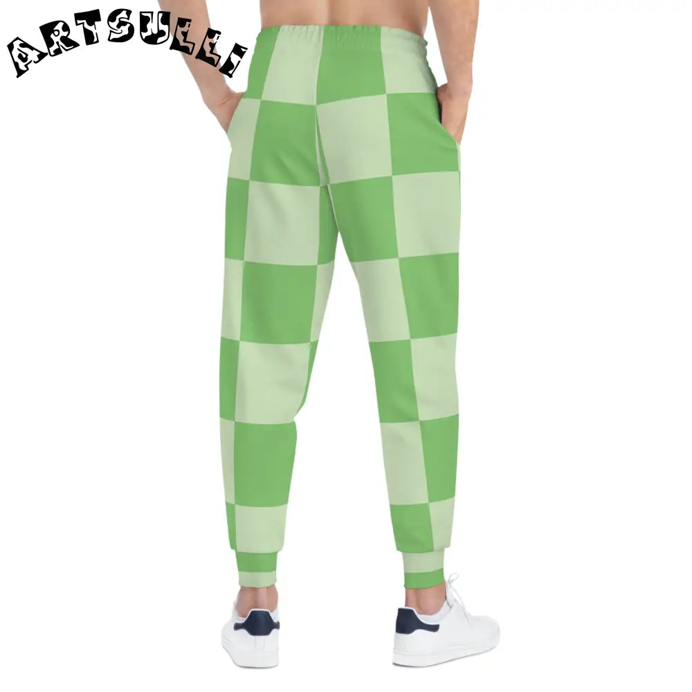 JAKKOUTTHEBXX Checkerboard Green Athletic Joggers (AOP)