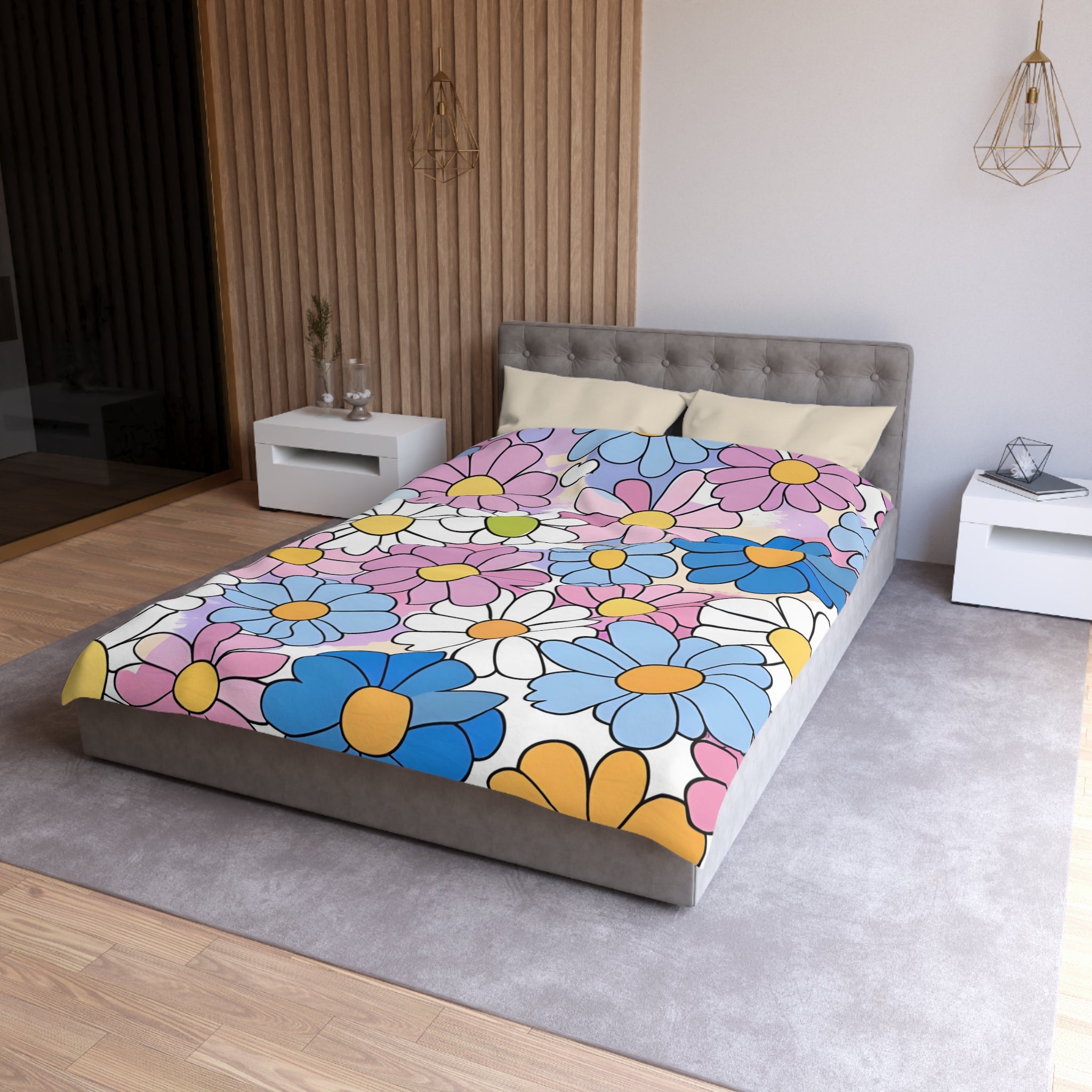 Flower Hour Purple and Blue Microfiber Duvet Cover, Artsulli - Art is Long, Life is Short, Home Decor, , , , , , , 