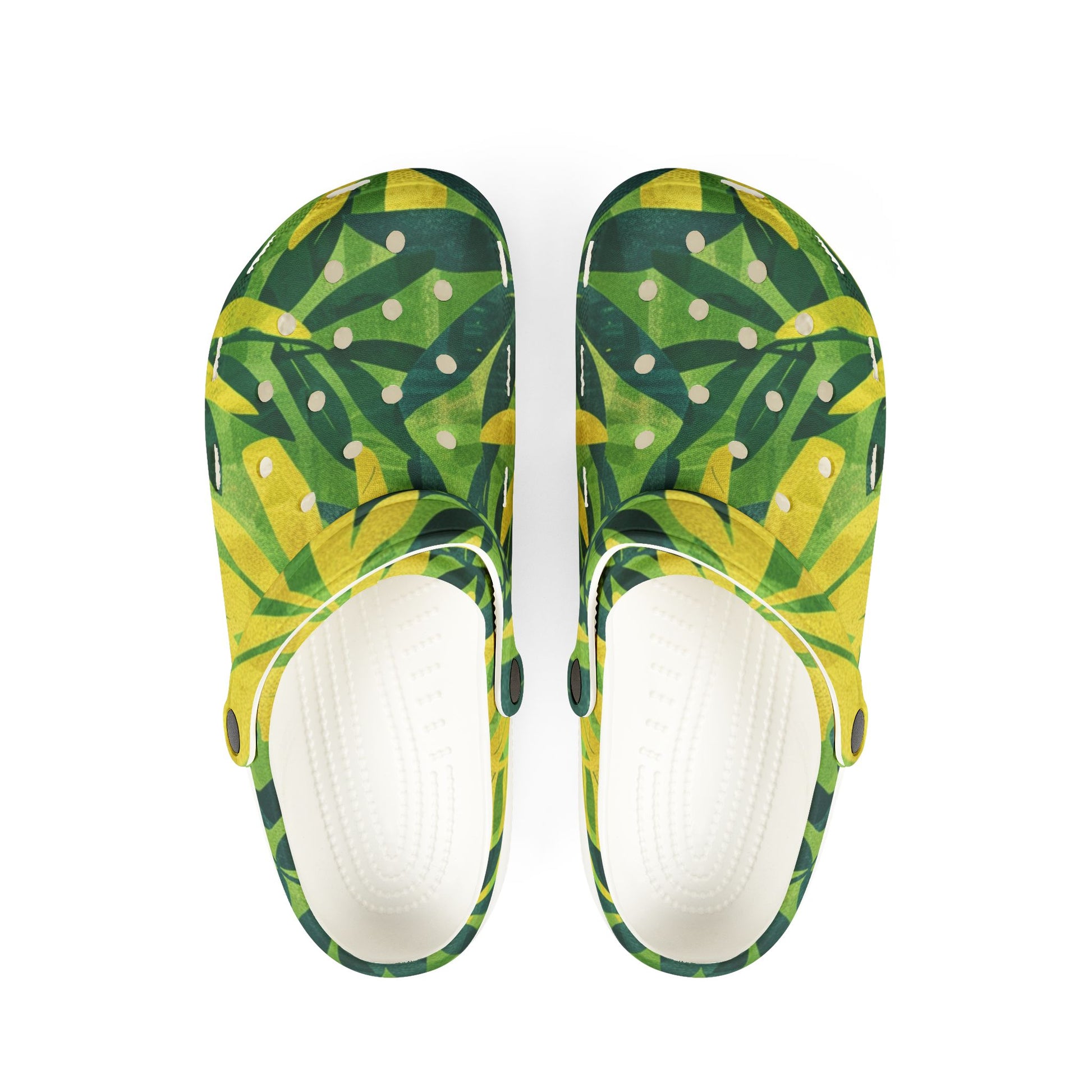 Green Leaf x Yellow Leaf x Tropical x Jungle EVA Foam Rubber Shoes (AOP), Artsulli - Art is Long, Life is Short, Shoes, Size, US 6 (Women's), Color, White, , , 33779000387515976954