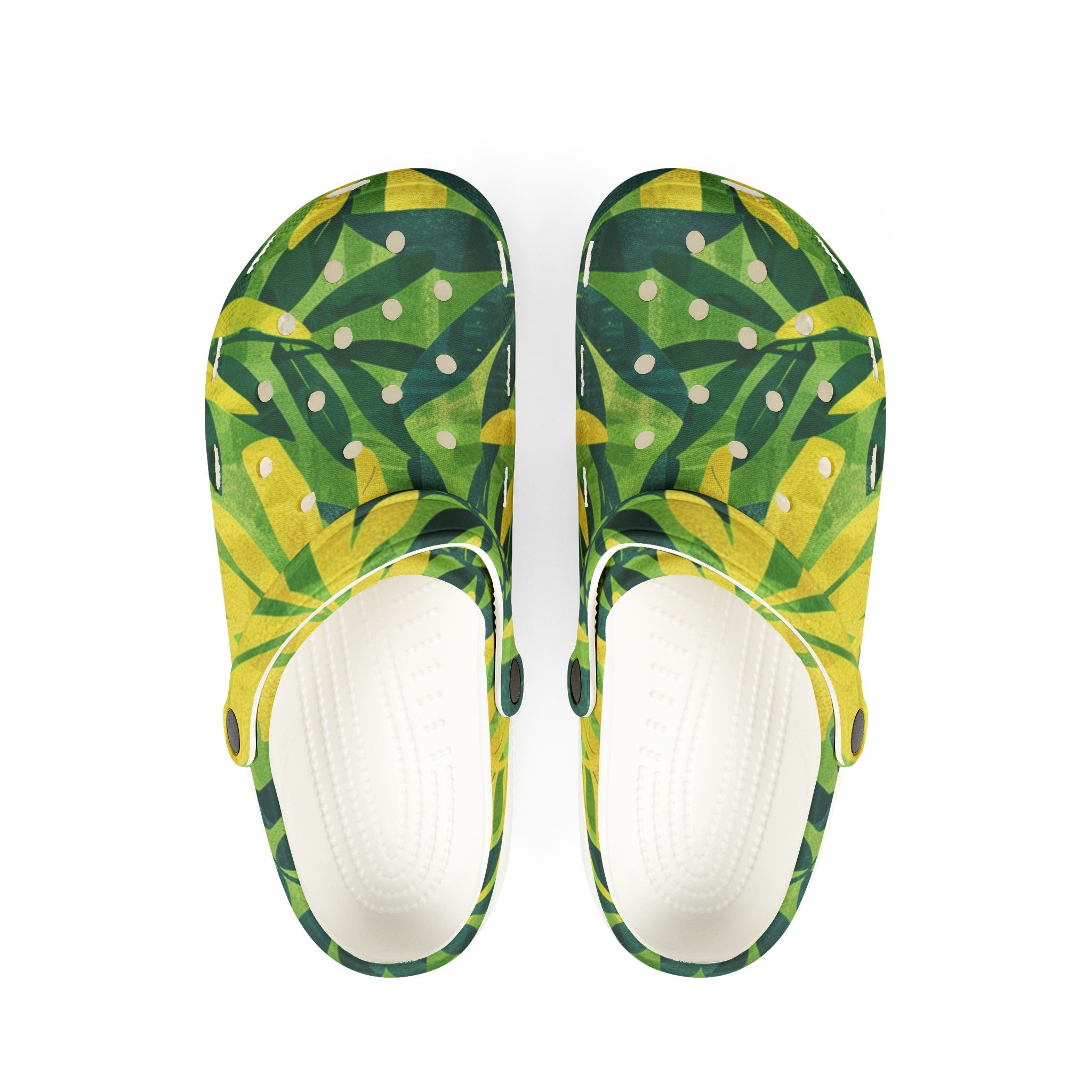 Green Leaf x Yellow Leaf x Tropical x Jungle EVA Foam Rubber Shoes (AOP), Artsulli - Art is Long, Life is Short, Shoes, Size, US 6 (Women's), Color, White, , , 33779000387515976954