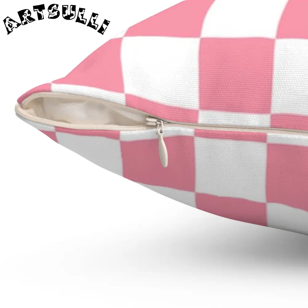 JAKKOUTTHEBXX Pink Checkerboard Throw Pillow 2025