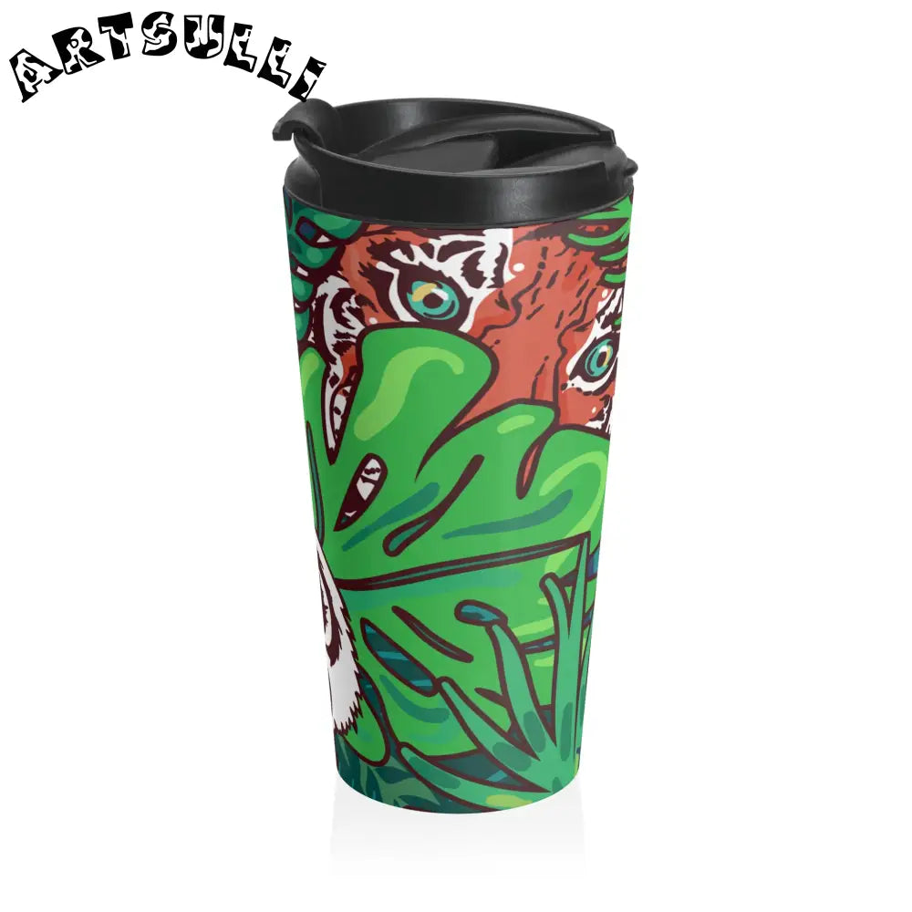 JAKKOUTTHEBXX Tropical Jungle Tigers Blue and Green Stainless Steel