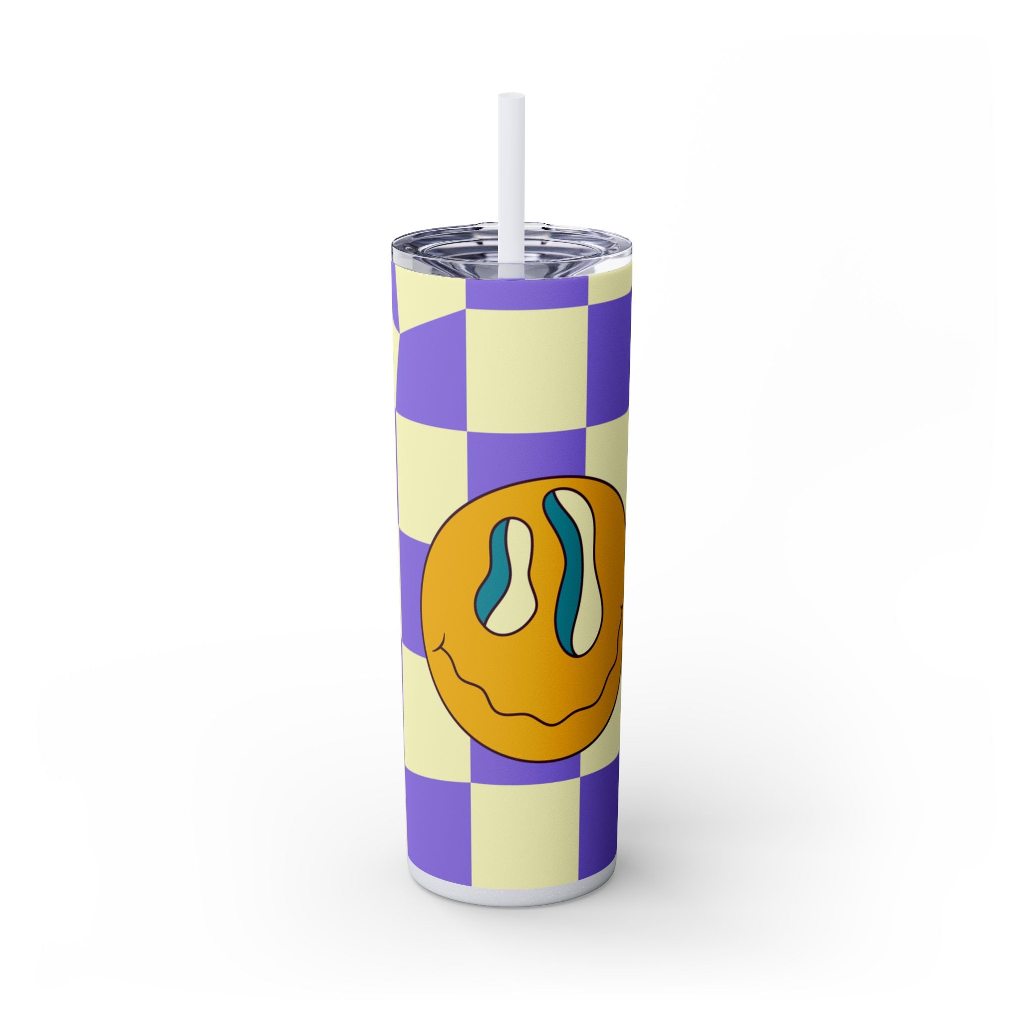 Trippy Flower Power Motifs Rave Garden Grins Skinny Tumbler with Straw, 20oz, Artsulli - Art is Long, Life is Short, Mug, Finish, Glossy, Color, Glitter Iceberg, Size, 20oz, 13749014090448