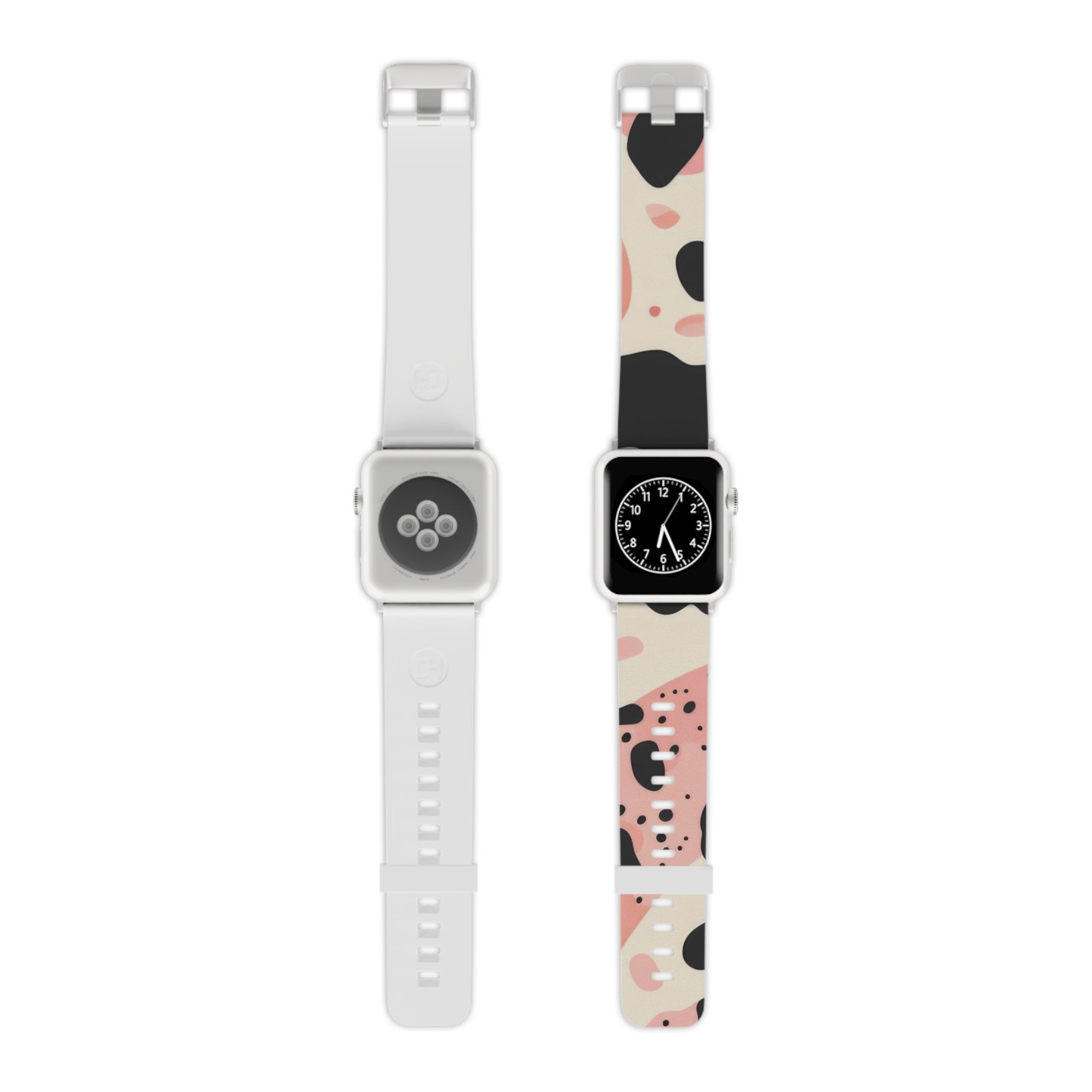 Organic Cow Print Cream and Pink Watch Band for Apple Watch, Artsulli - Art is Long, Life is Short, Accessories, Size, 7.5'' × 0.75'' / 38 - 40 mm, Color, Silver, , , 86238787747230