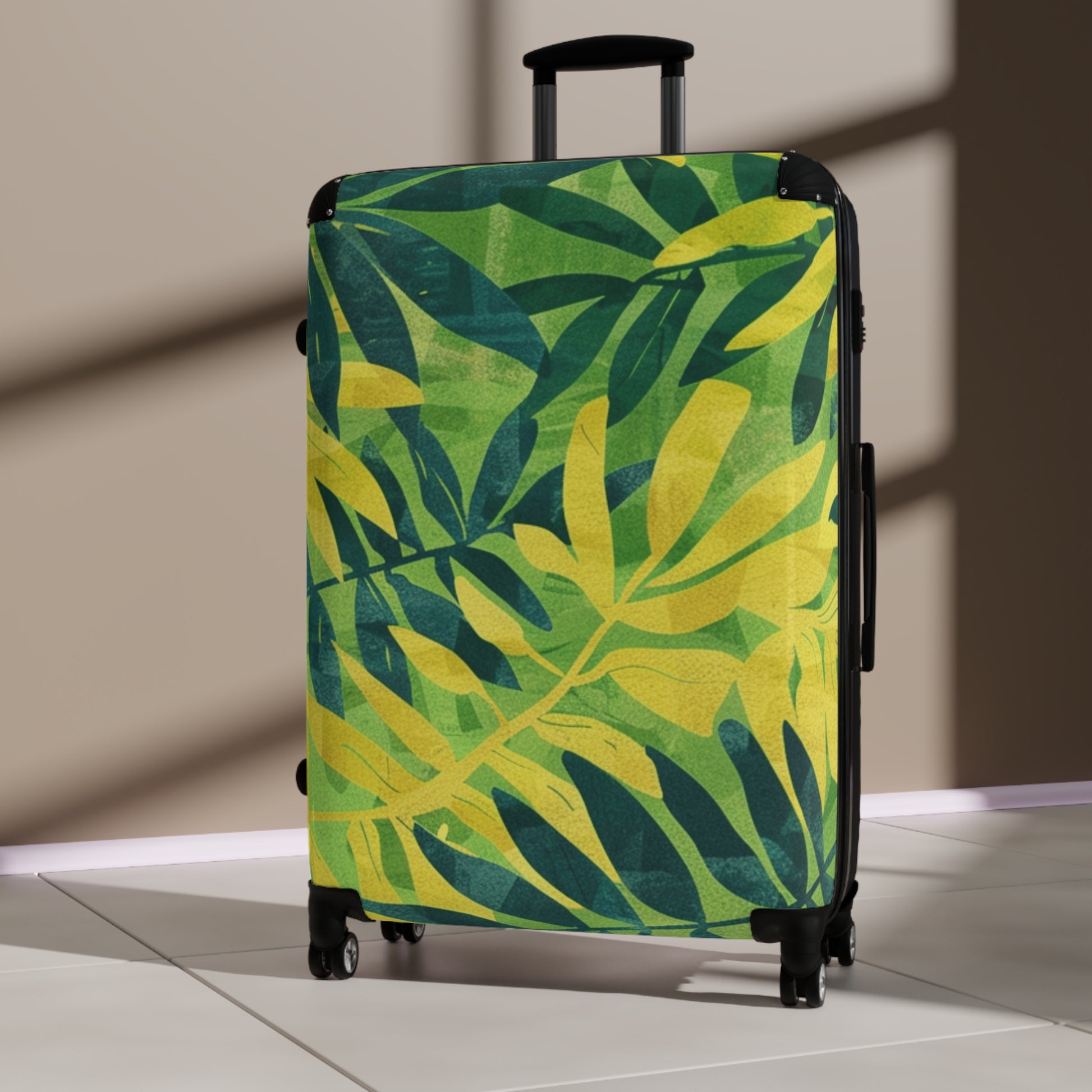 Green Leaf x Yellow Leaf x Tropical x Jungle Suitcase, Artsulli - Art is Long, Life is Short, Bags, , , , , , , 