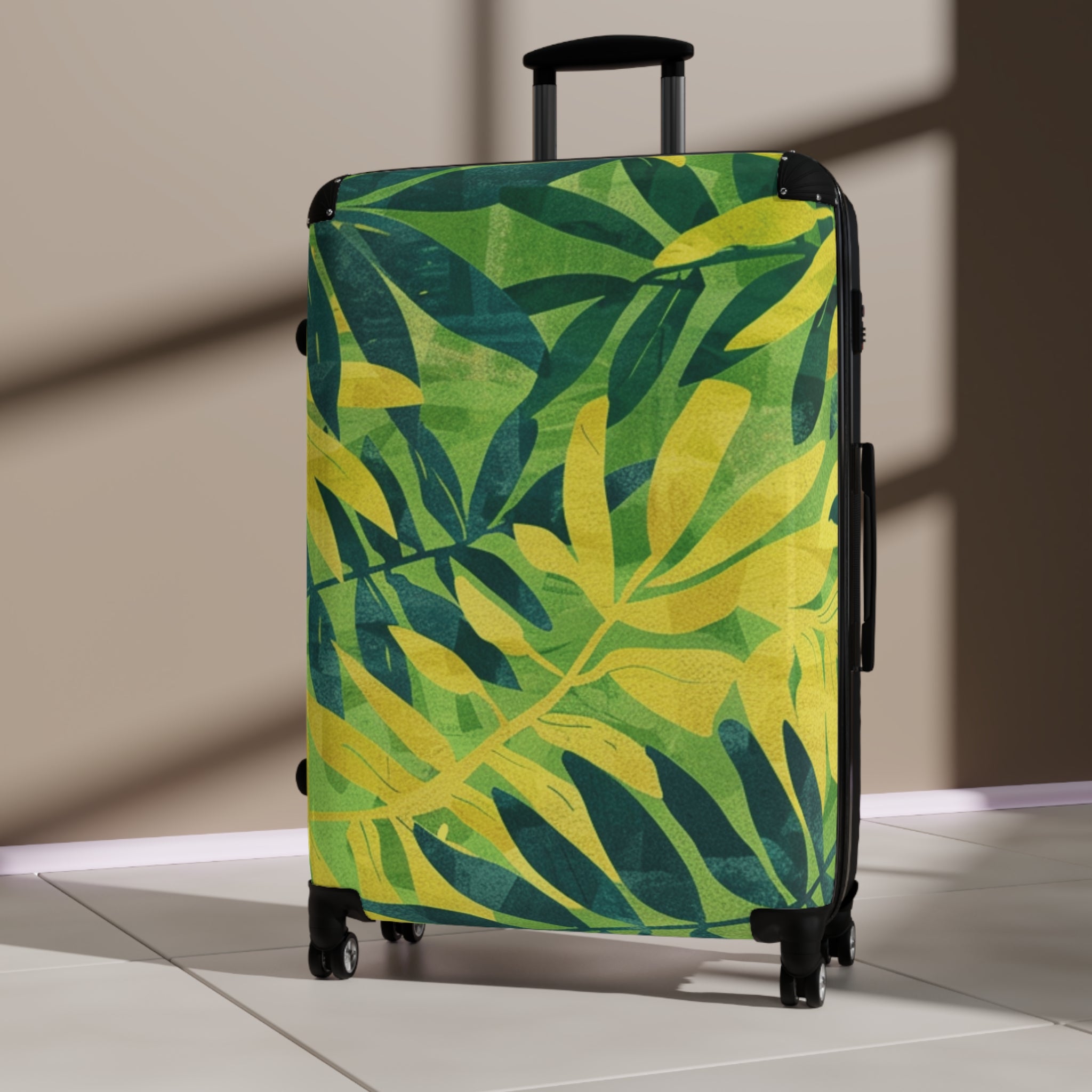 Green Leaf x Yellow Leaf x Tropical x Jungle Suitcase, Artsulli - Art is Long, Life is Short, Bags, , , , , , , 