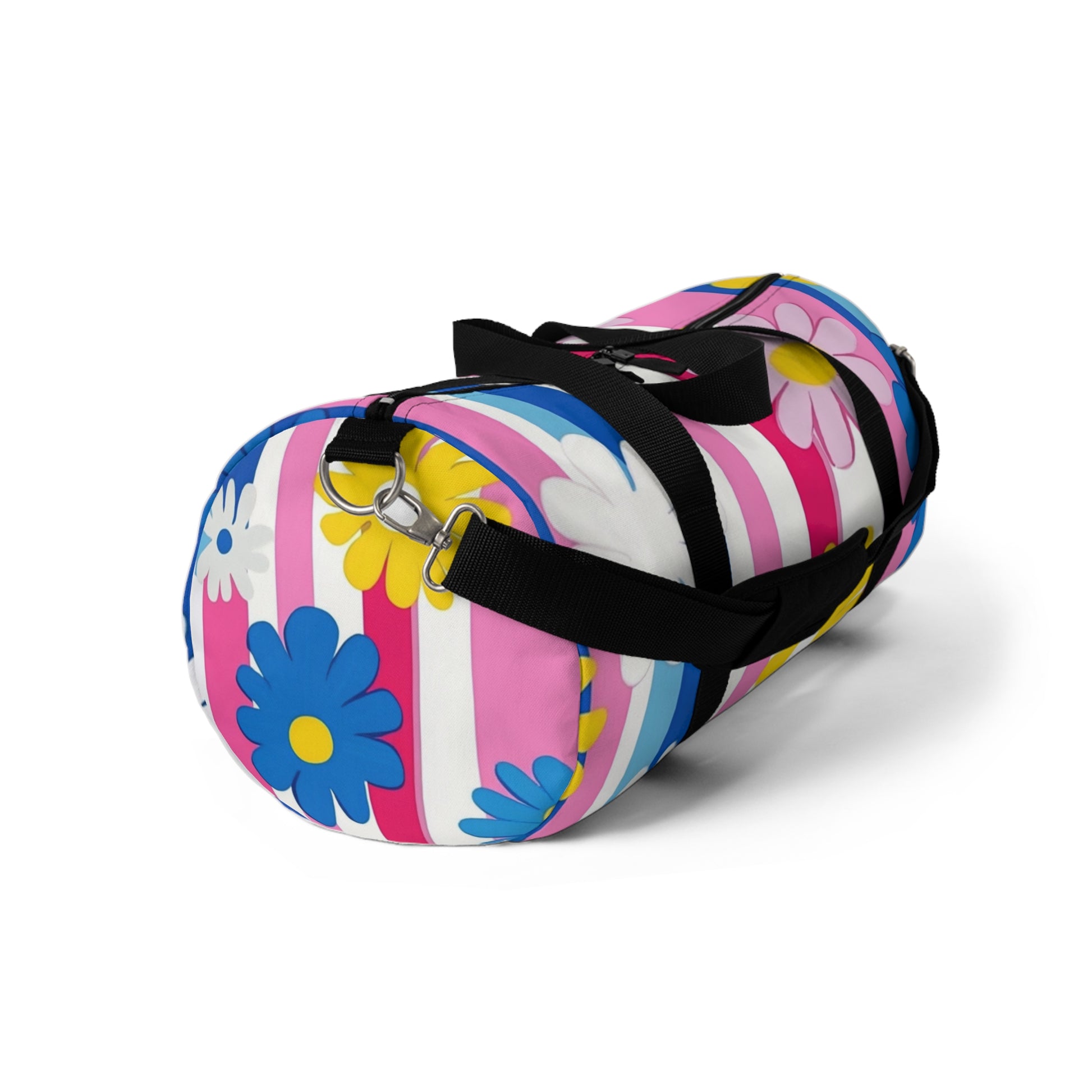 Flowers x Stripes II Multi-Color Duffel Bag, Artsulli - Art is Long, Life is Short, Bags, , , , , , , 