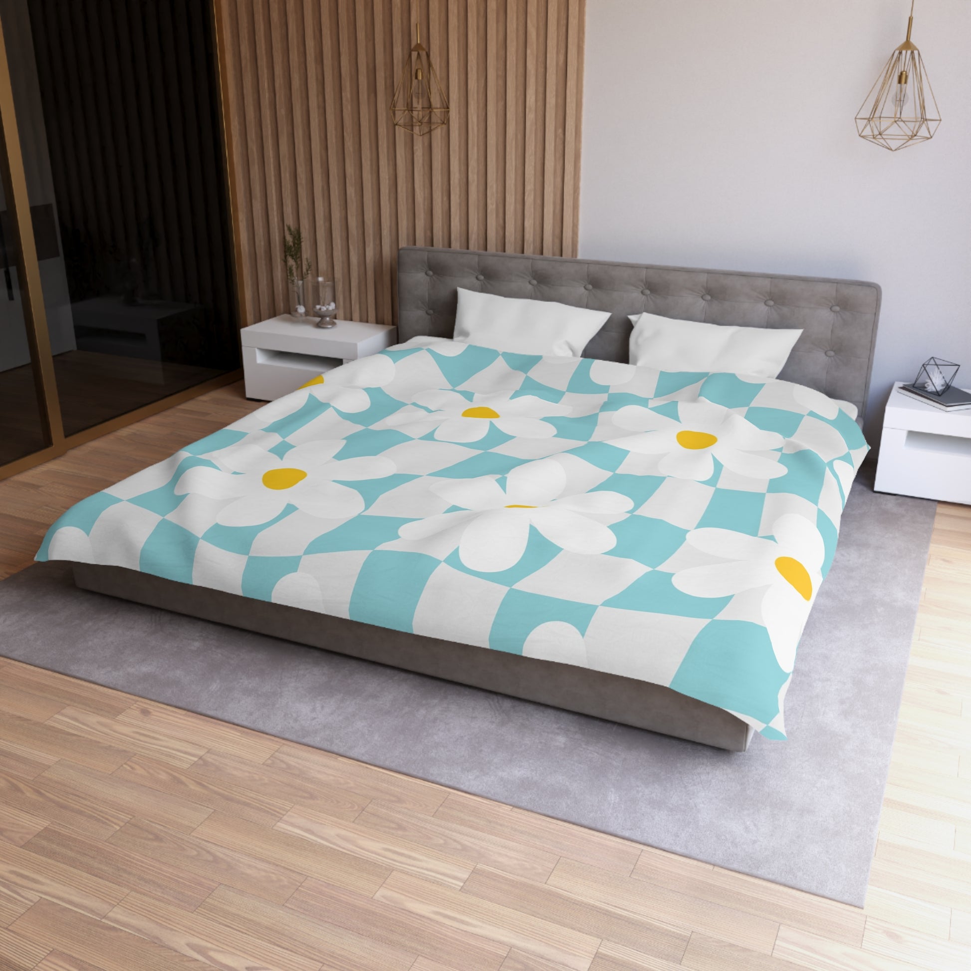 Trippy Check Garden Microfiber Duvet Cover, Artsulli - Art is Long, Life is Short, Home Decor, , , , , , , 