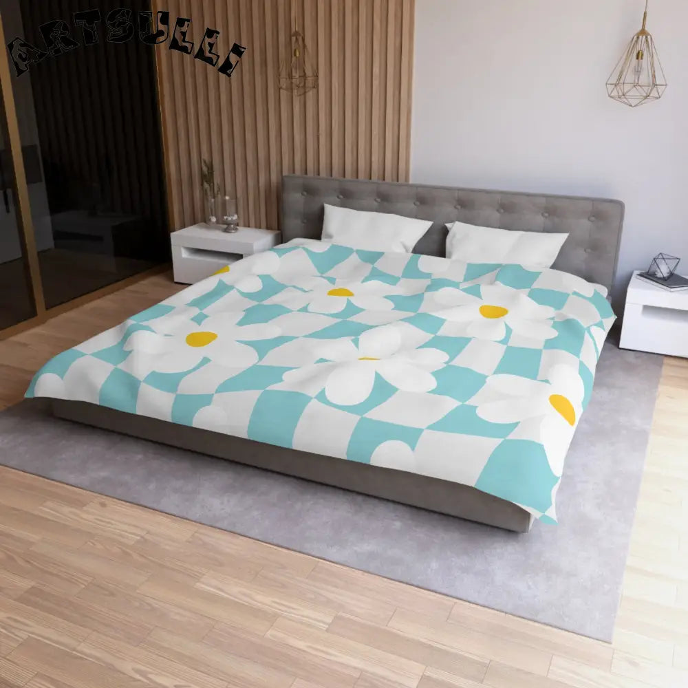 JAKKOUTTHEBXX Trippy Check Garden Microfiber Duvet Cover