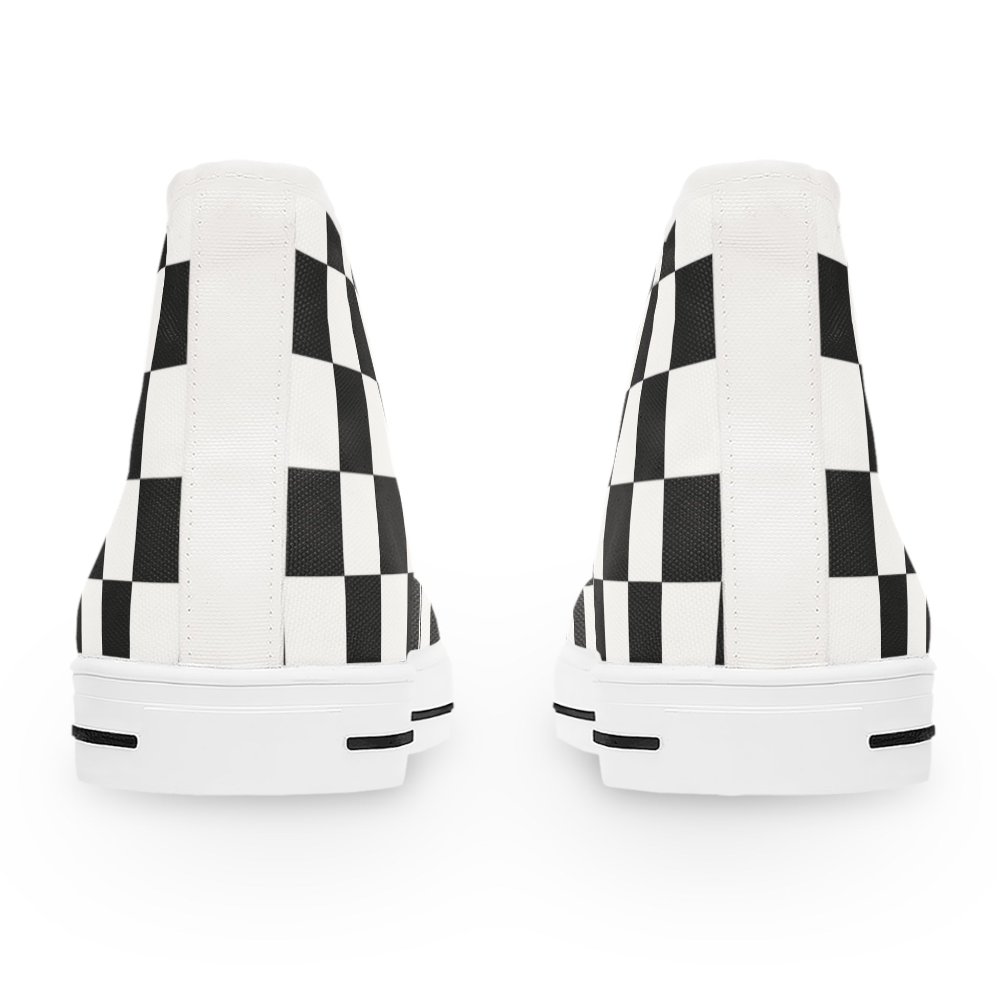 Checkerboard White and Black Women's High Top Sneakers, Artsulli - Art is Long, Life is Short, Shoes, , , , , , , 