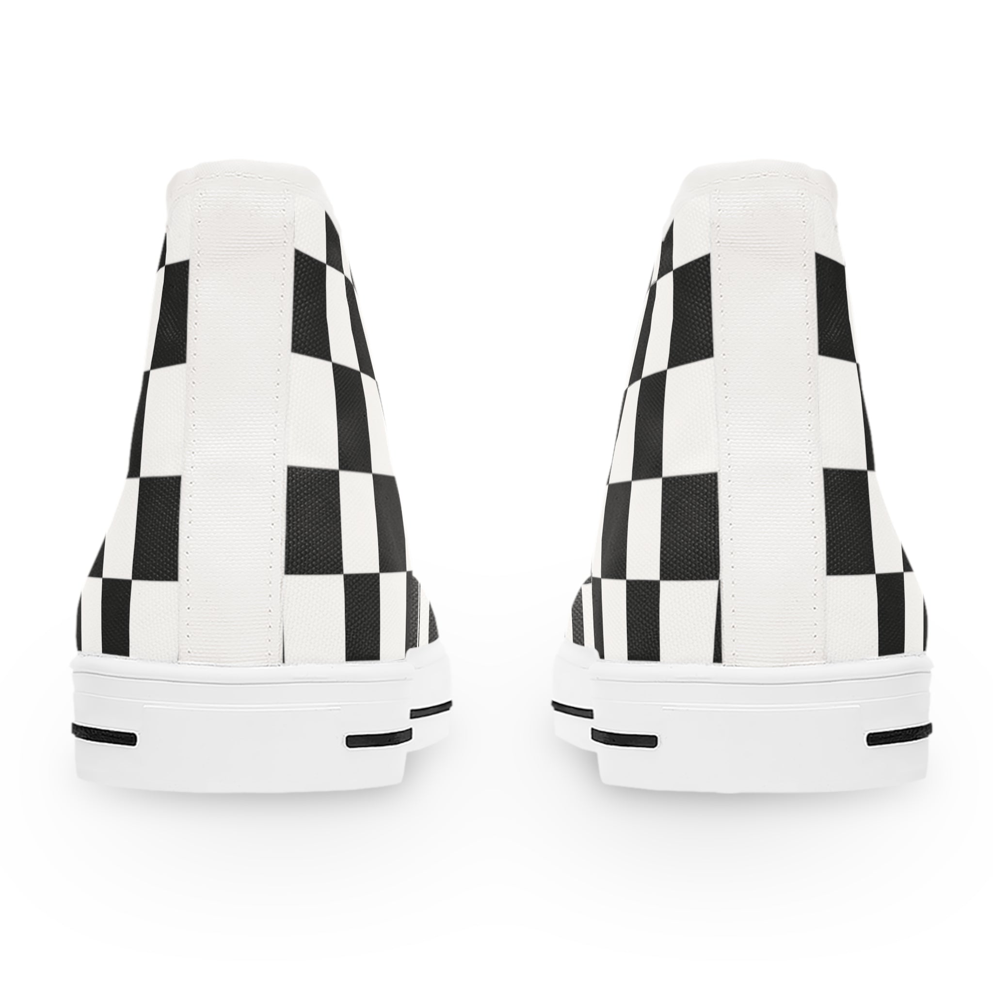 Checkerboard White and Black Women's High Top Sneakers, Artsulli - Art is Long, Life is Short, Shoes, , , , , , , 