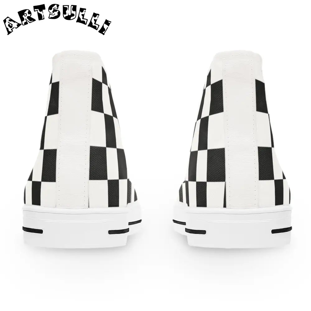 JAKKOUTTHEBXX Checkerboard White and Black Women’s High Top Sneakers