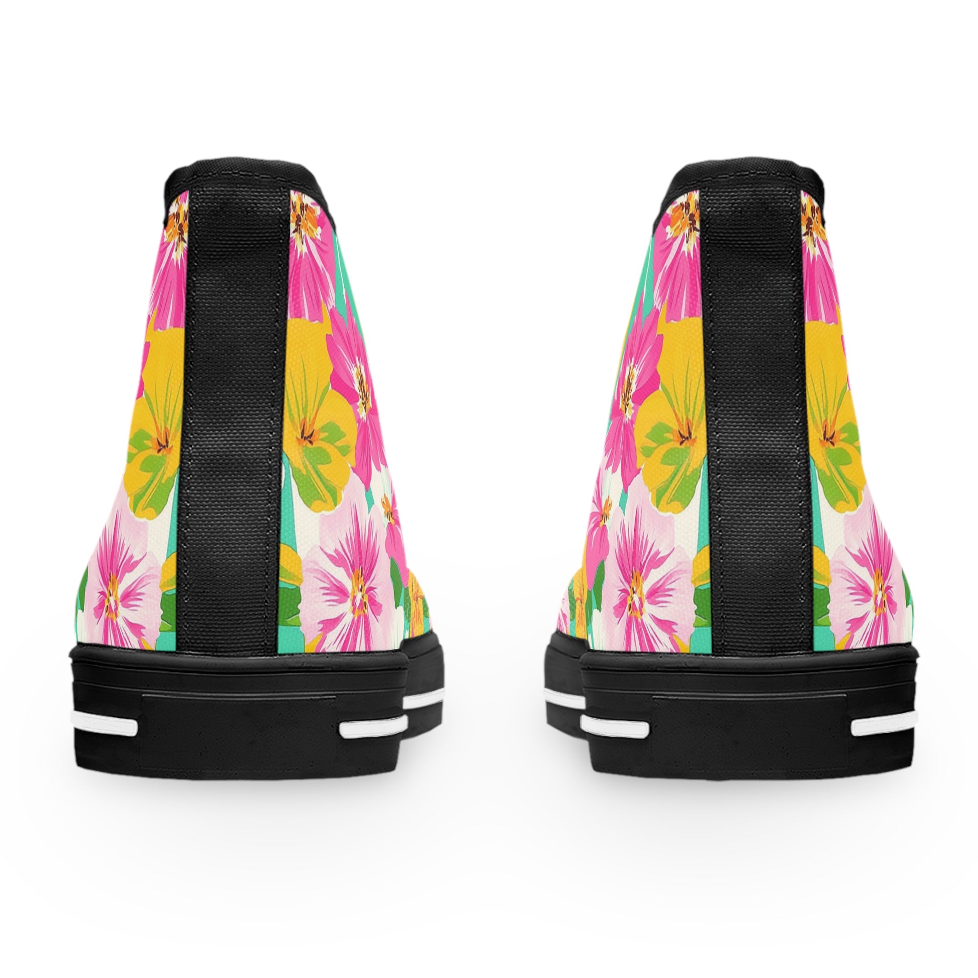 Pastel x Floral x Stripes Multi-Color Women's High Top Sneakers, Artsulli - Art is Long, Life is Short, Shoes, , , , , , , 