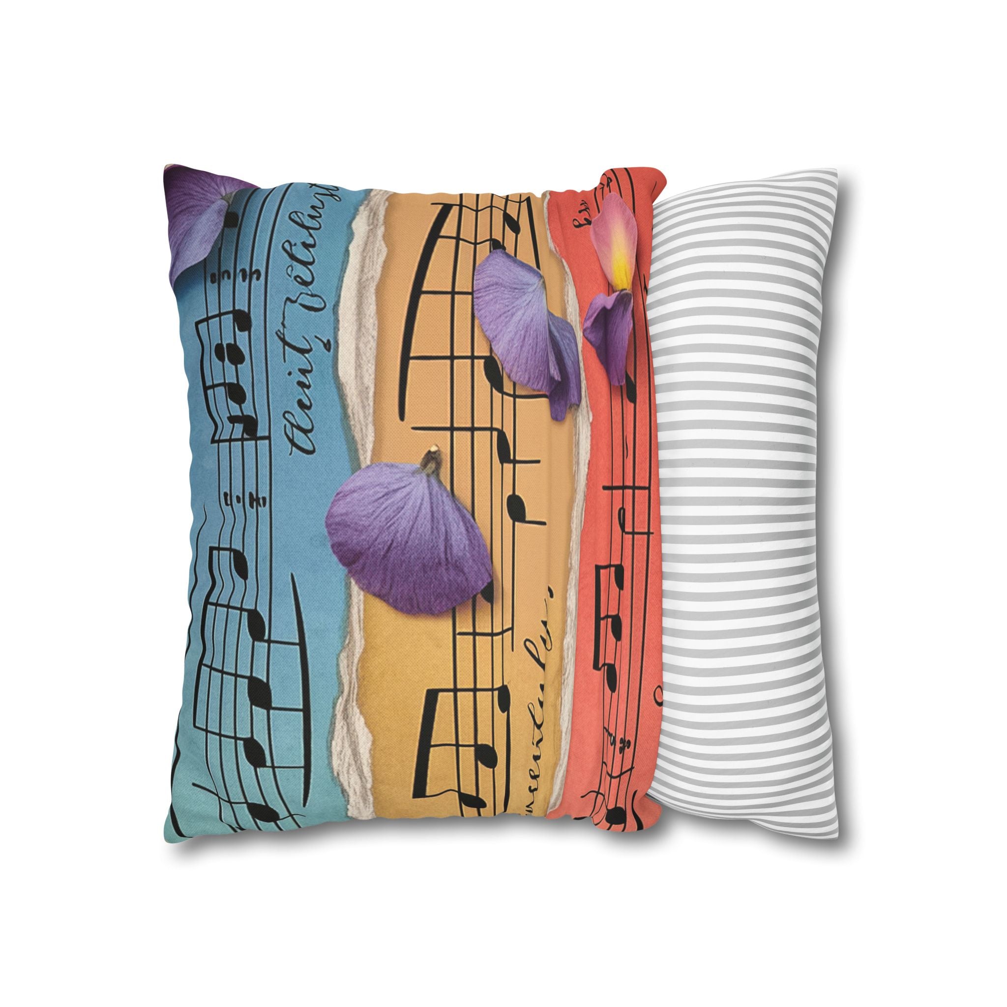 Torn Type Beat Sheet Music Multi-Color Spun Polyester Square Pillowcase, Artsulli - Art is Long, Life is Short, Home Decor, , , , , , , 