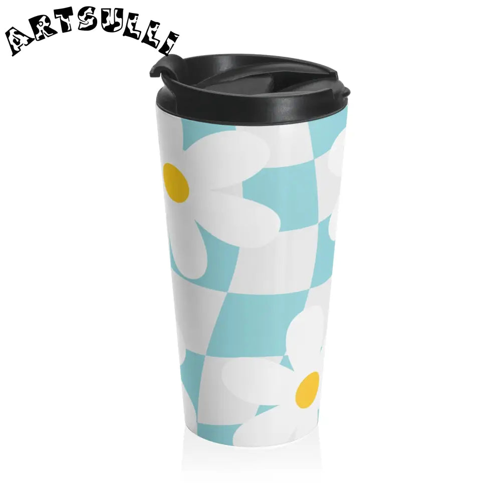JAKKOUTTHEBXX Trippy Check Garden Stainless Steel Travel Mug