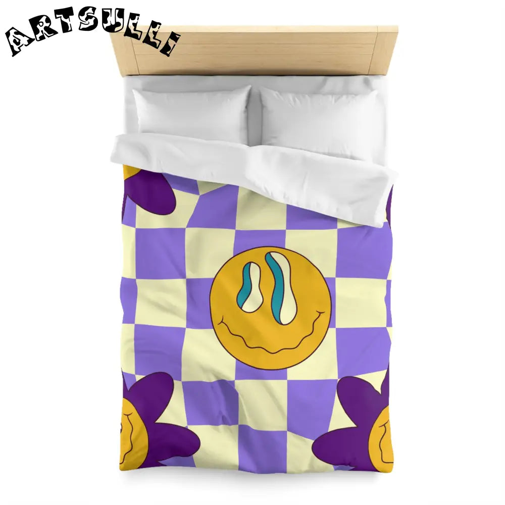 JAKKOUTTHEBXX Trippy Flower Power Motifs Microfiber Duvet Cover