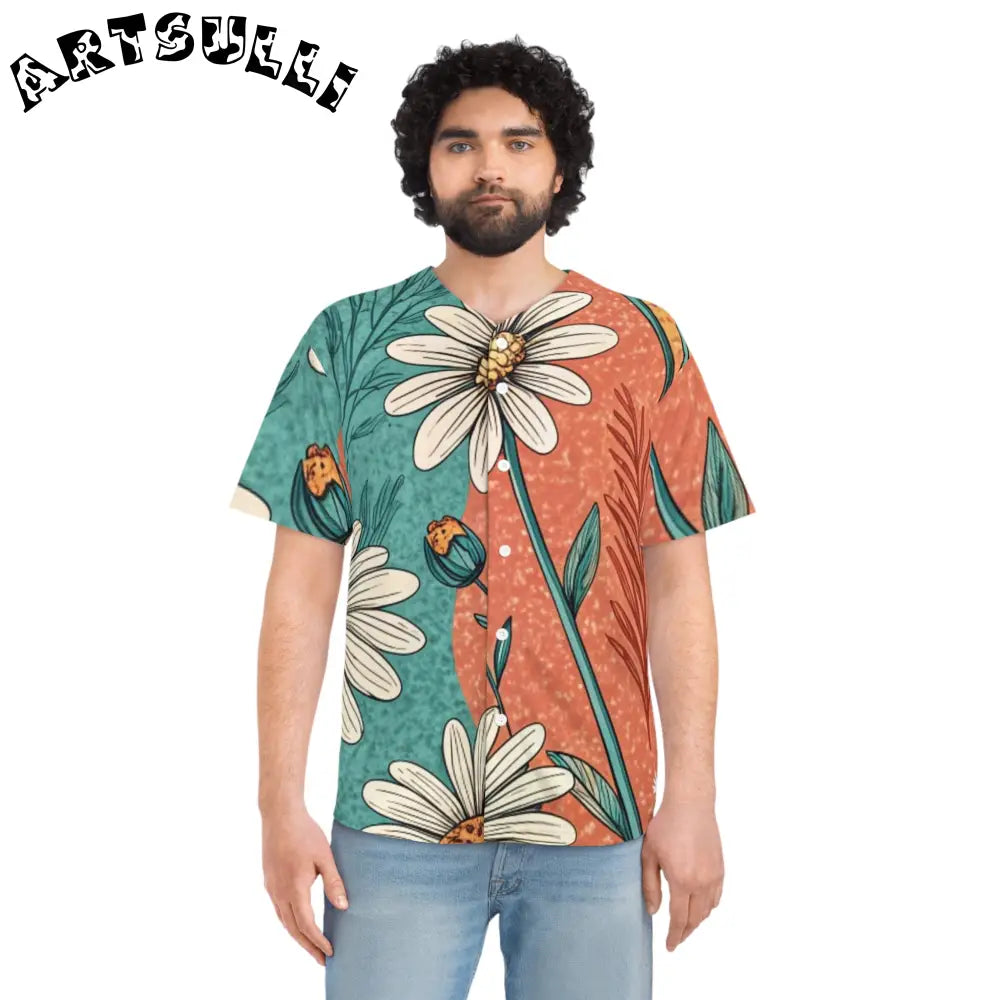 JAKKOUTTHEBXX Retro Daisy Dream Men’s Baseball Jersey (AOP)