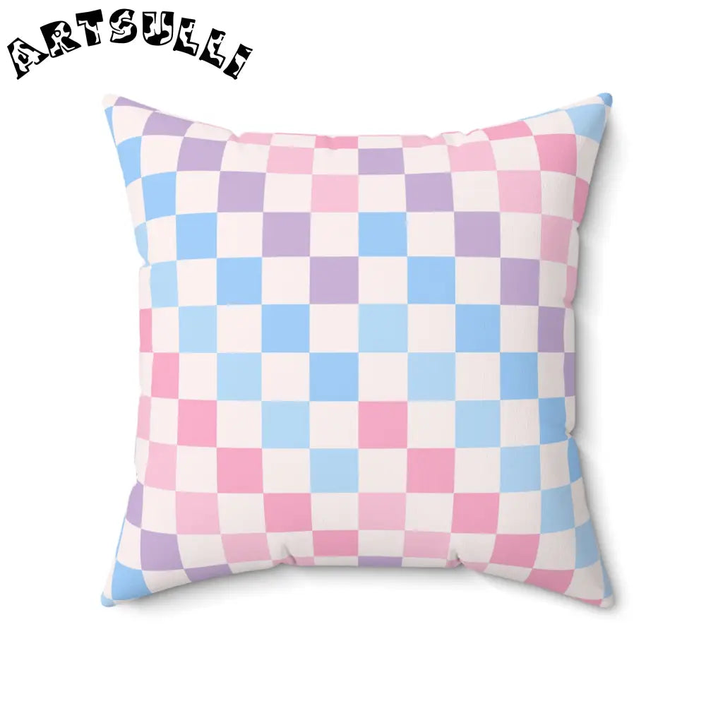 JAKKOUTTHEBXX Checkerboard Pink and Blue Spun Polyester Square