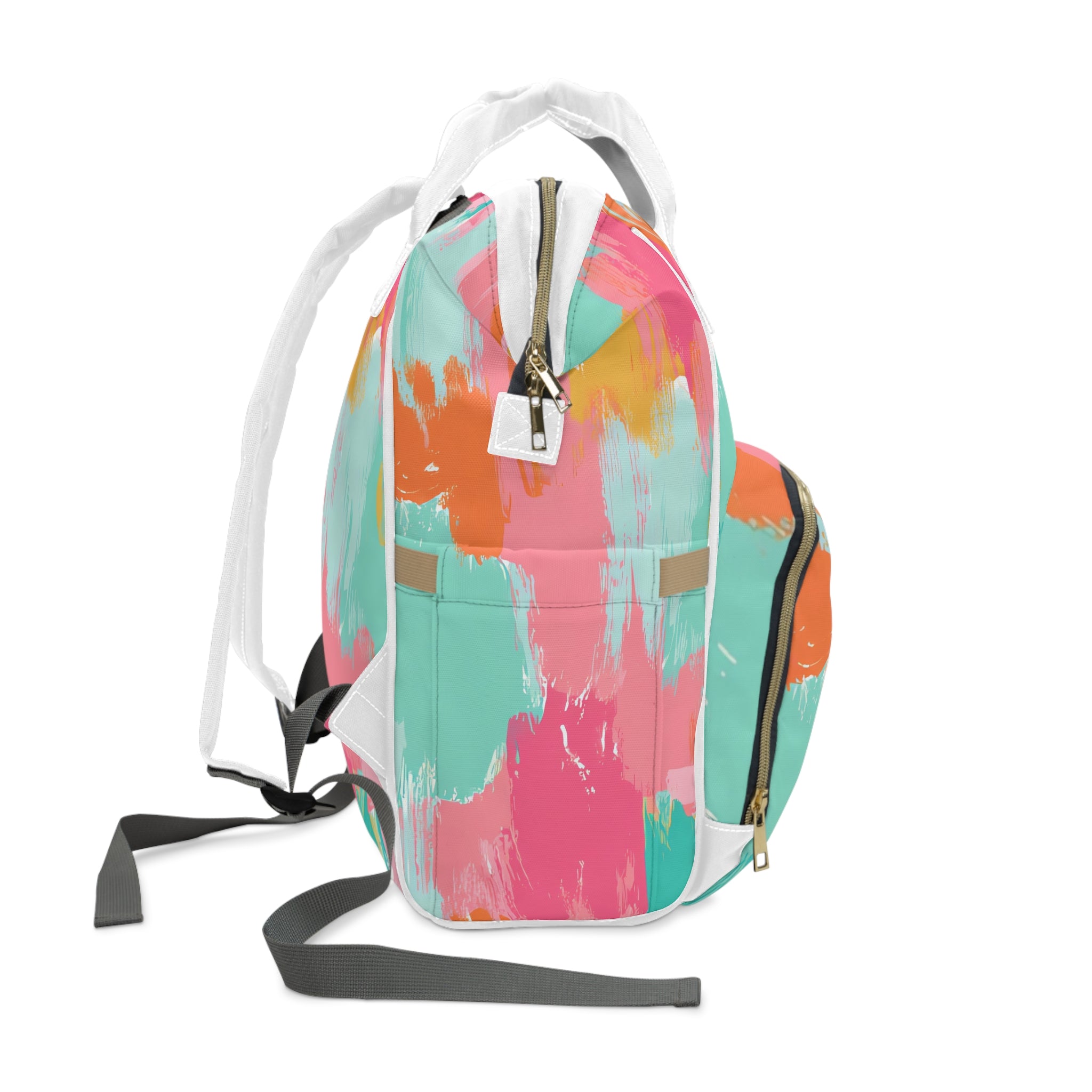 Preppy Pixel Bloom Multifunctional Diaper Backpack, Artsulli - Art is Long, Life is Short, Bags, , , , , , , 