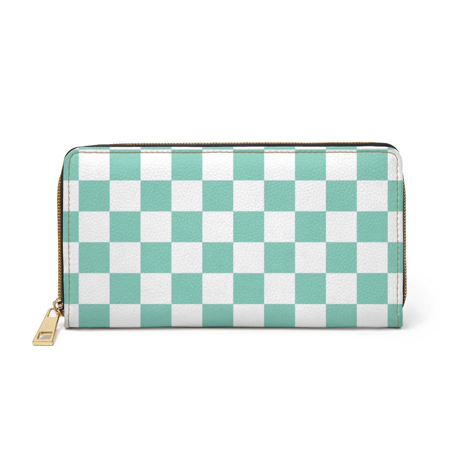 Checkerboard Light Green Zipper Wallet, Artsulli - Art is Long, Life is Short, Accessories, Size, One size, Color, White, , , 21120494491434007903