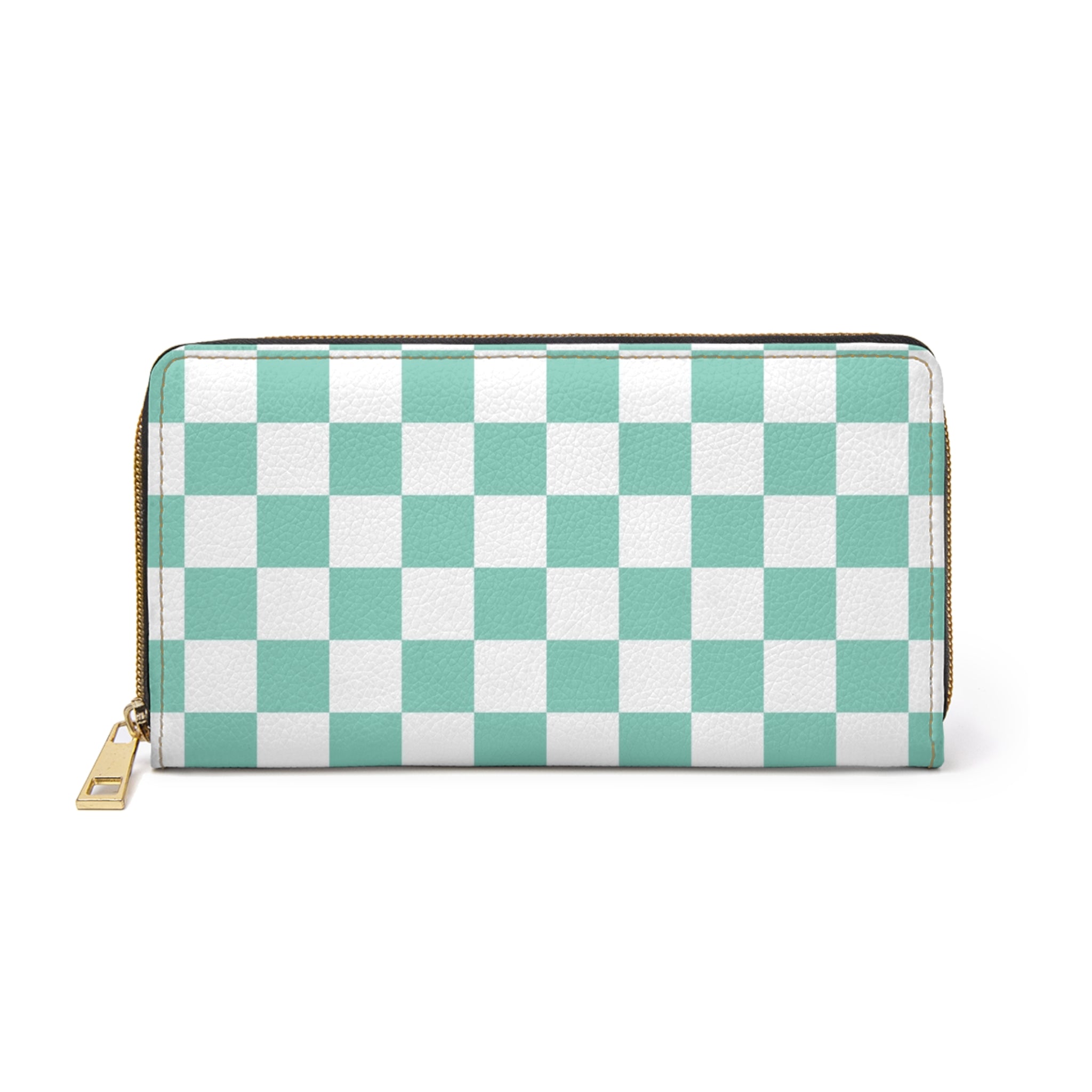 Checkerboard Light Green Zipper Wallet, Artsulli - Art is Long, Life is Short, Accessories, Size, One size, Color, White, , , 21120494491434007903