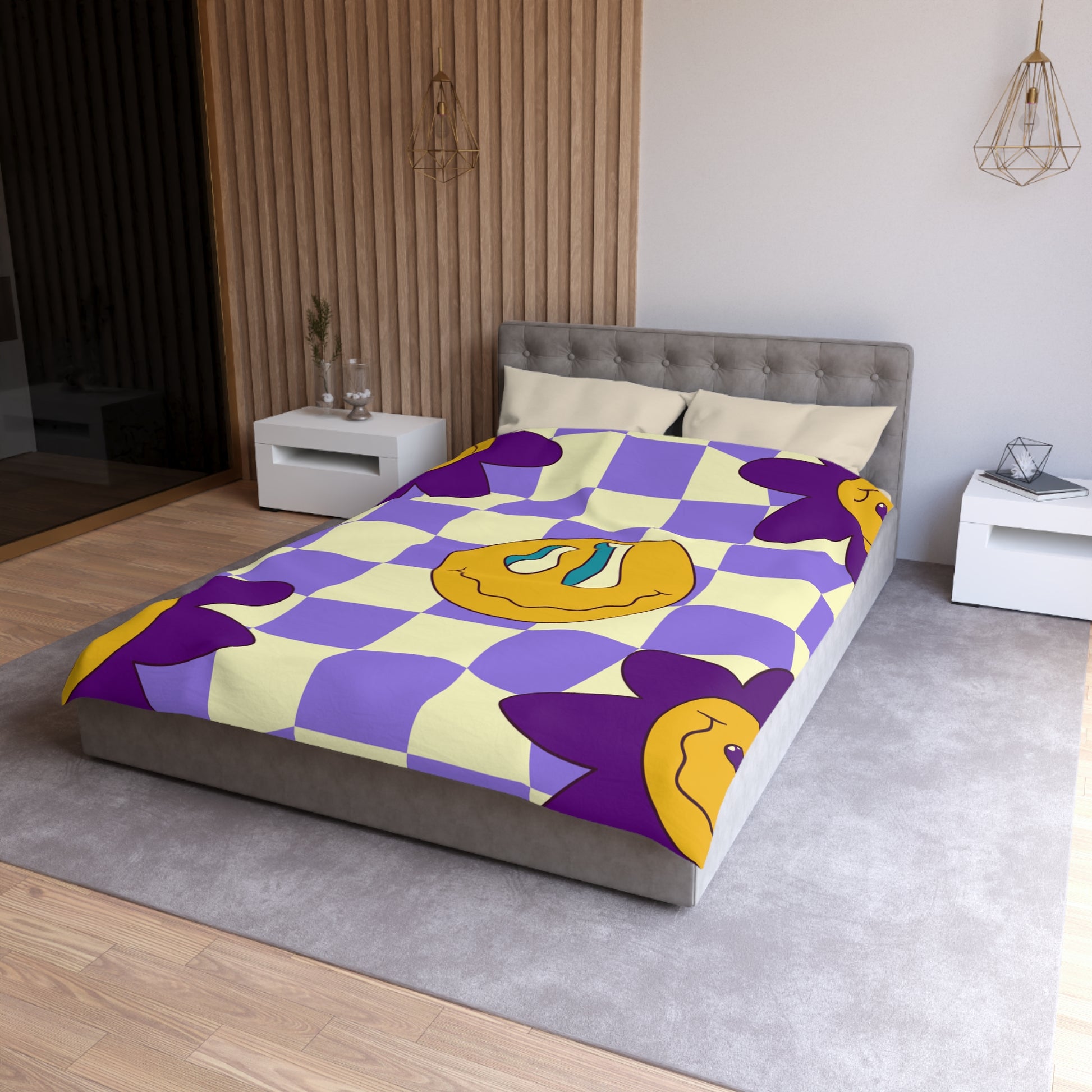 Trippy Flower Power Motifs Microfiber Duvet Cover, Artsulli - Art is Long, Life is Short, Home Decor, , , , , , , 