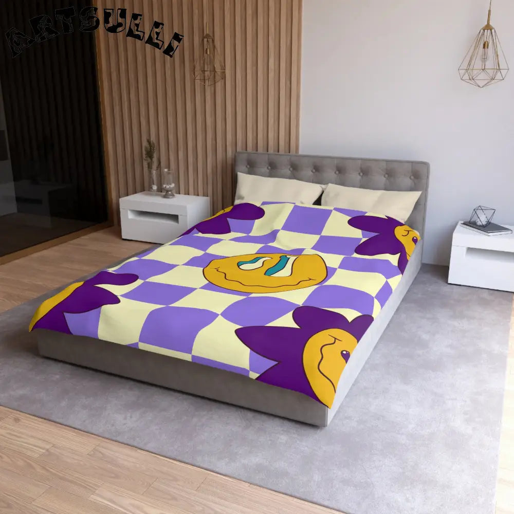 JAKKOUTTHEBXX Trippy Flower Power Motifs Microfiber Duvet Cover