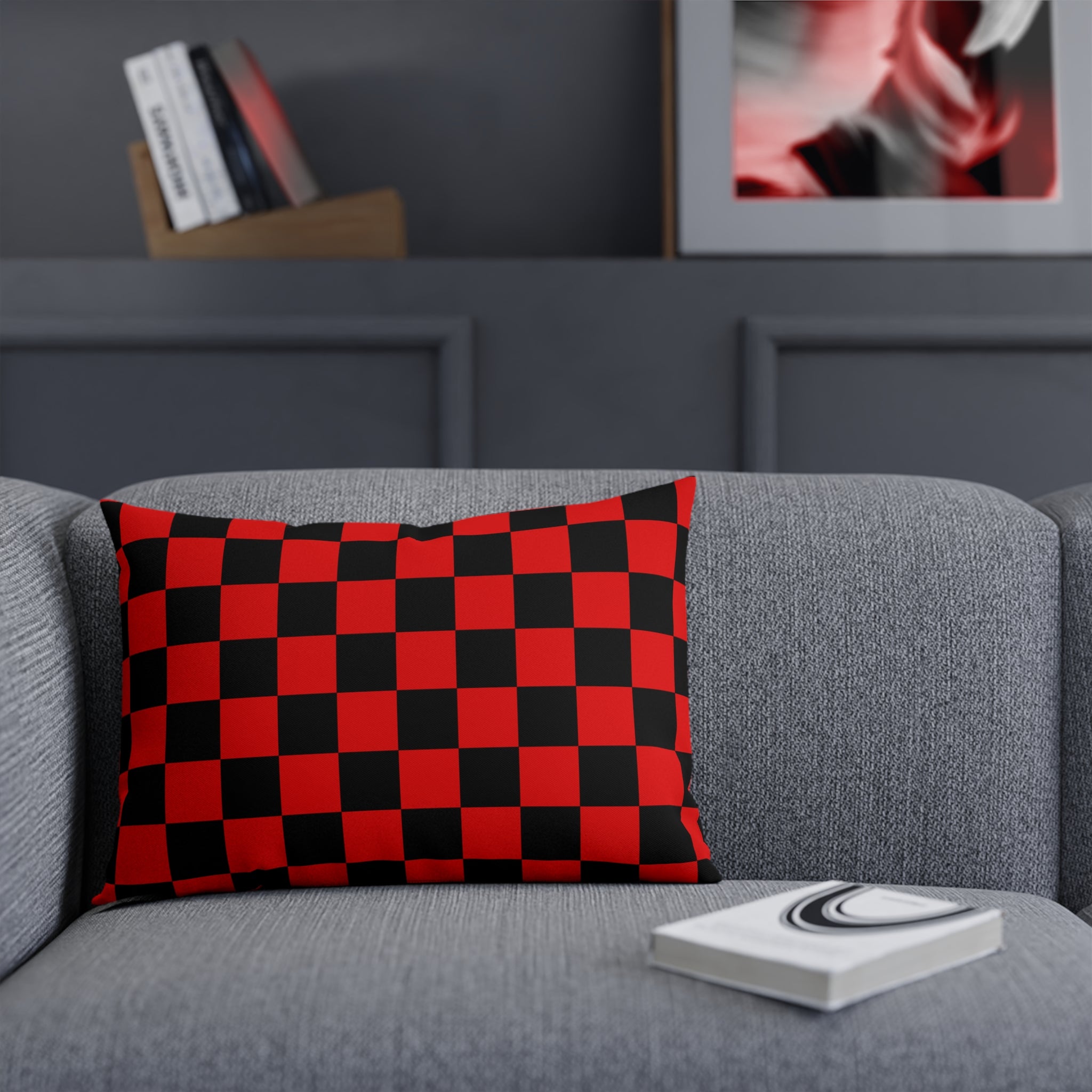 Checkerboard Red and Black Cushion, Artsulli - Art is Long, Life is Short, Home Decor, , , , , , , 
