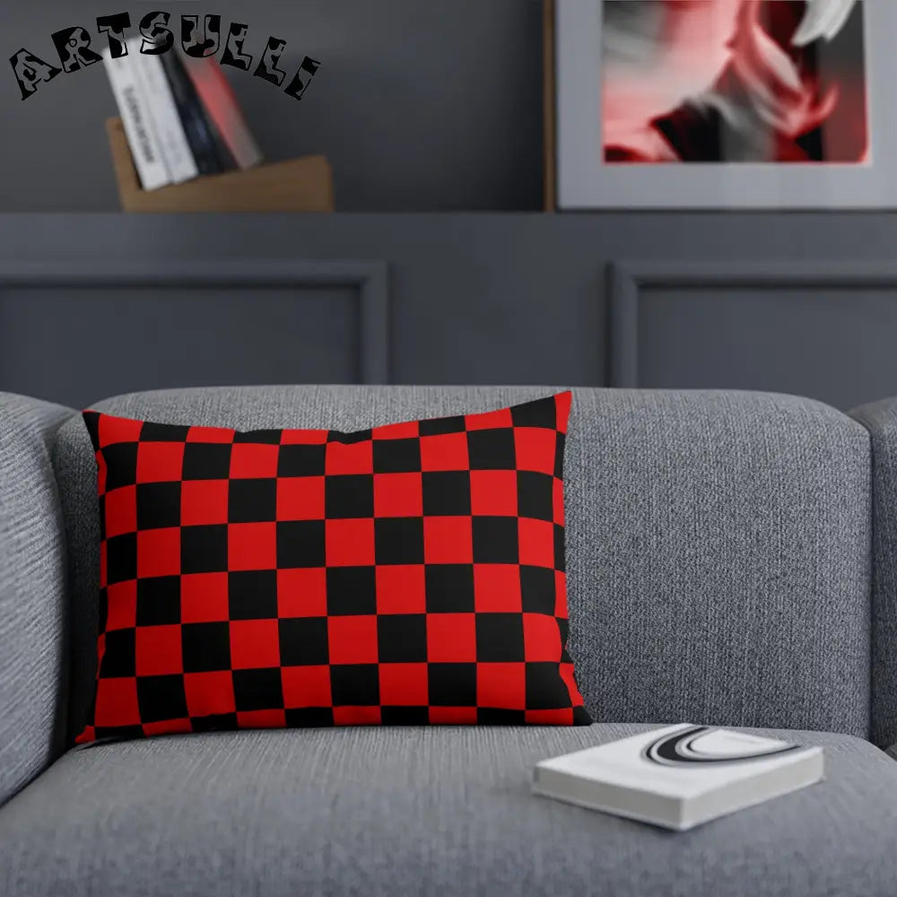 JAKKOUTTHEBXX Checkerboard Red and Black Cushion JAKKOUTTHEBXX