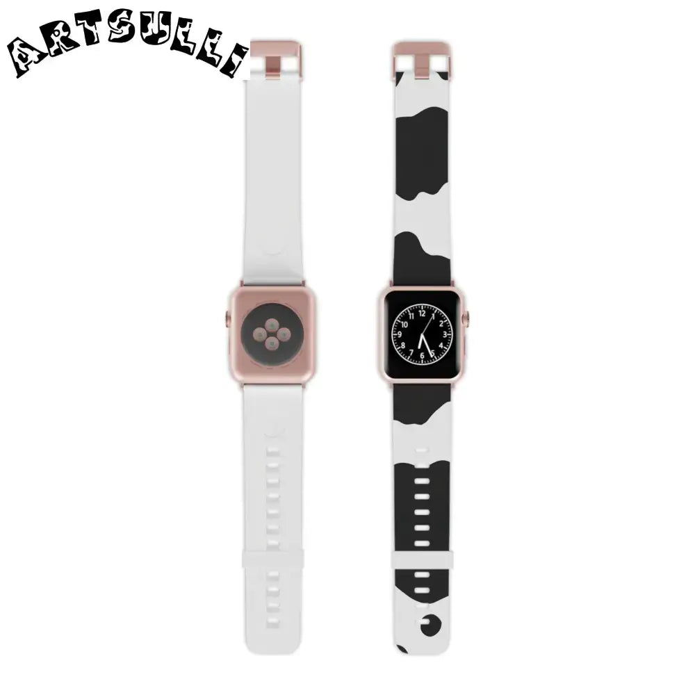 JAKKOUTTHEBXX Smartwatch Pair with White and Cow Print Apple Watch