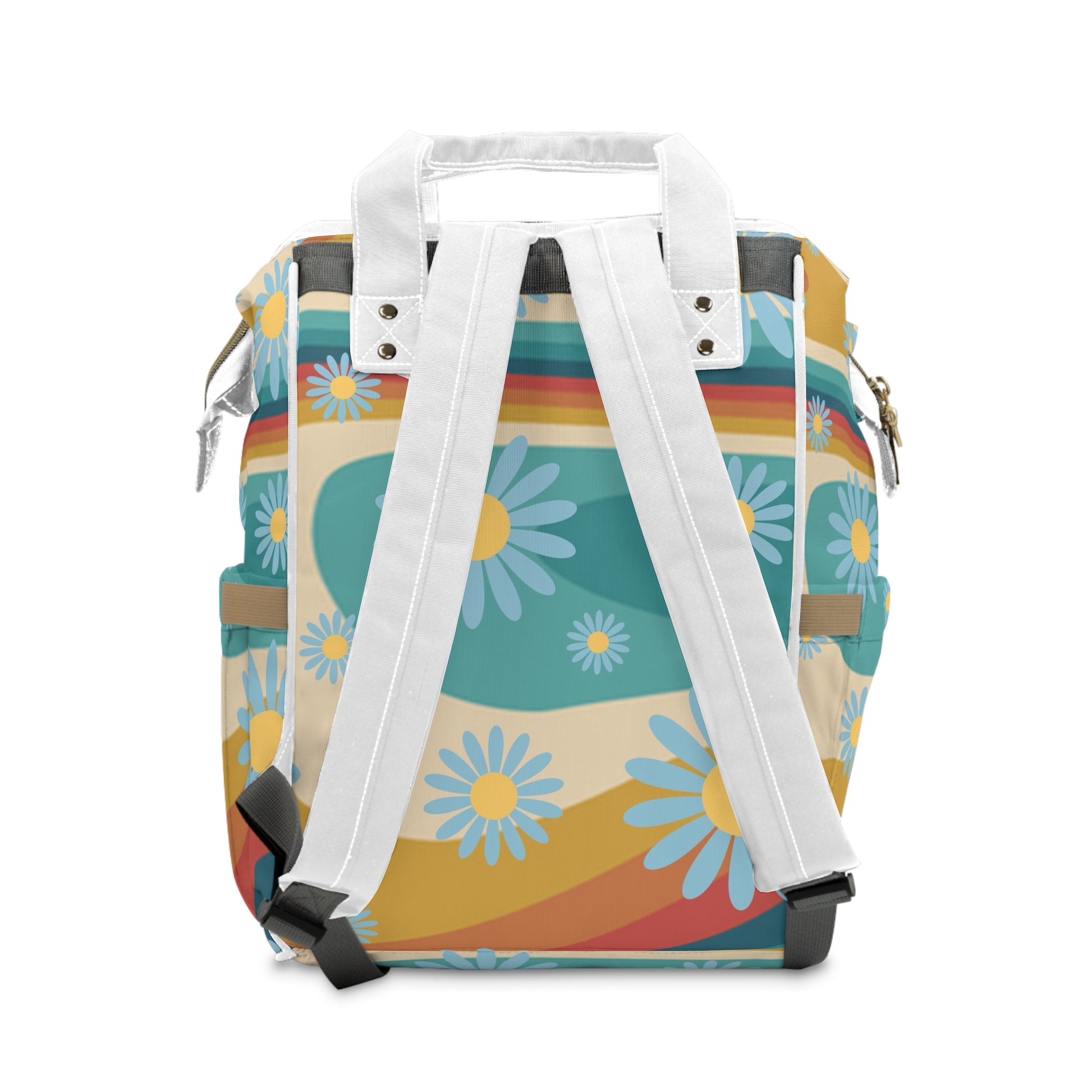 Psychedelic Floral Hills Multi-Color Multifunctional Diaper Backpack, Artsulli - Art is Long, Life is Short, Bags, , , , , , , 