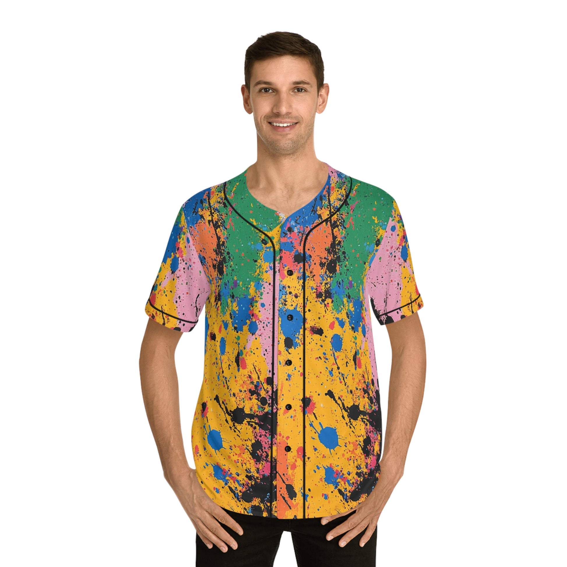 The Colors Of Paint Splatter Men's Baseball Jersey (AOP), Artsulli - Art is Long, Life is Short, All Over Prints, , , , , , , 