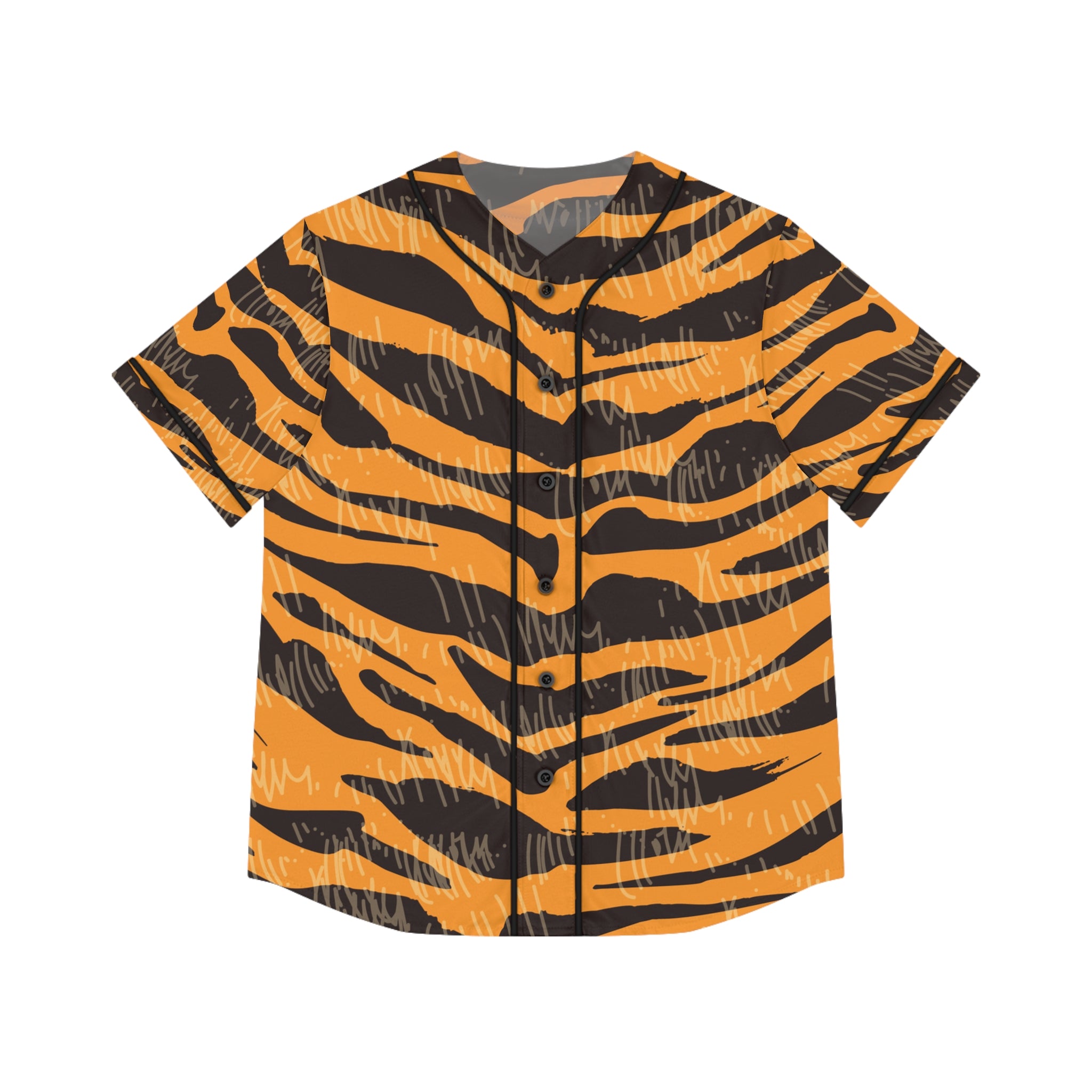 Tiger Scratches Orange & Black Women's Baseball Jersey (AOP), Artsulli - Art is Long, Life is Short, All Over Prints, Size, XS, Color, Black, , , 13104425882657