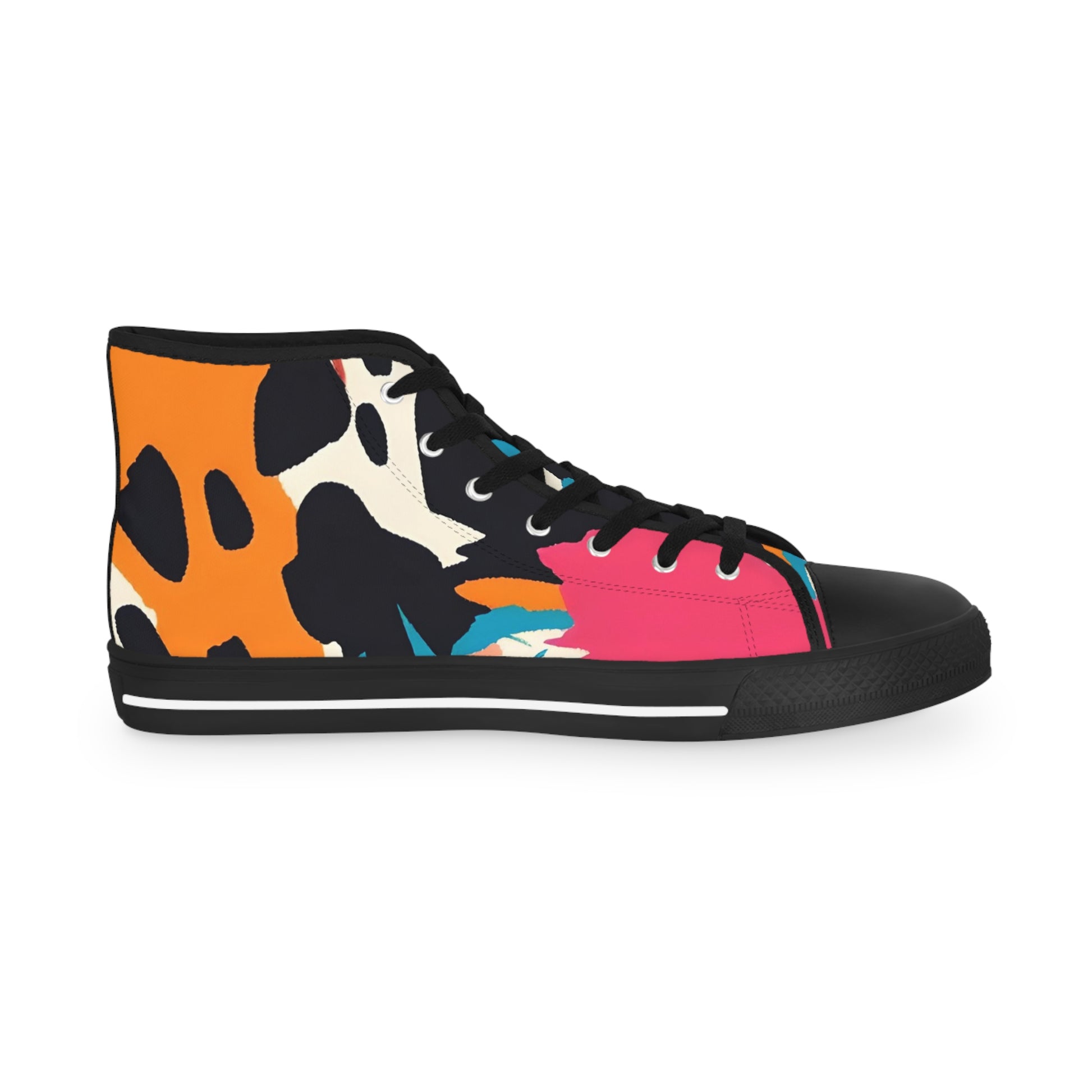 Wild Brush Strokes x Animal Print Multi-Color Men's High Top Sneakers, Artsulli - Art is Long, Life is Short, Shoes, , , , , , , 