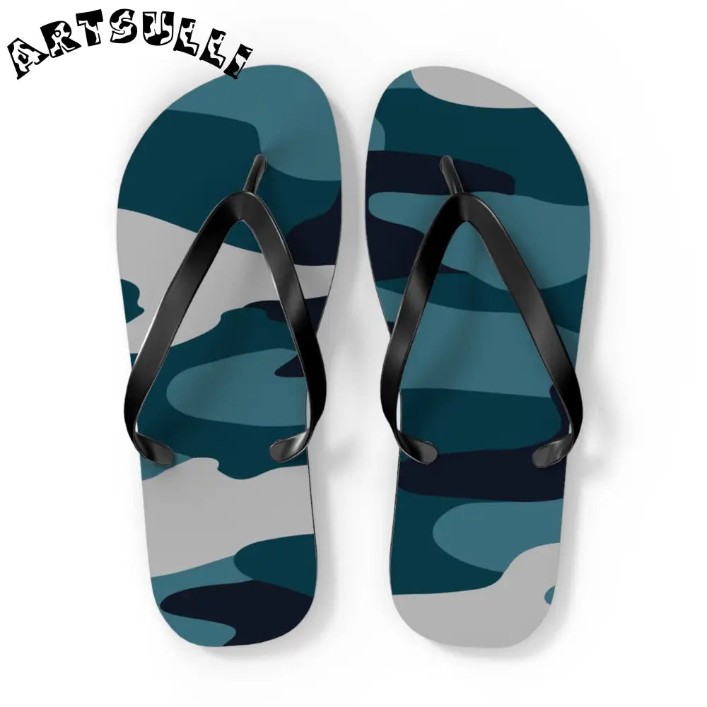 JAKKOUTTHEBXX Blue Camouflage Flip Flops JAKKOUTTHEBXX Artsulli