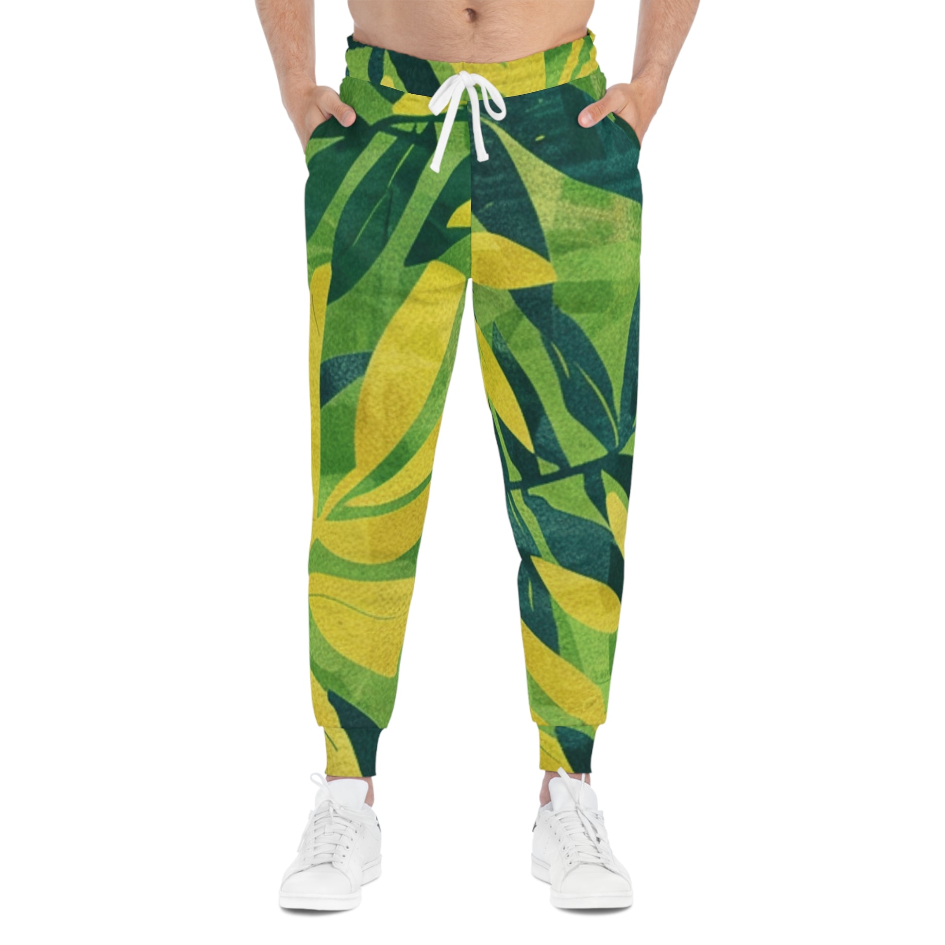Green Leaf x Yellow Leaf x Tropical x Jungle Athletic Joggers (AOP), Artsulli - Art is Long, Life is Short, All Over Prints, , , , , , , 