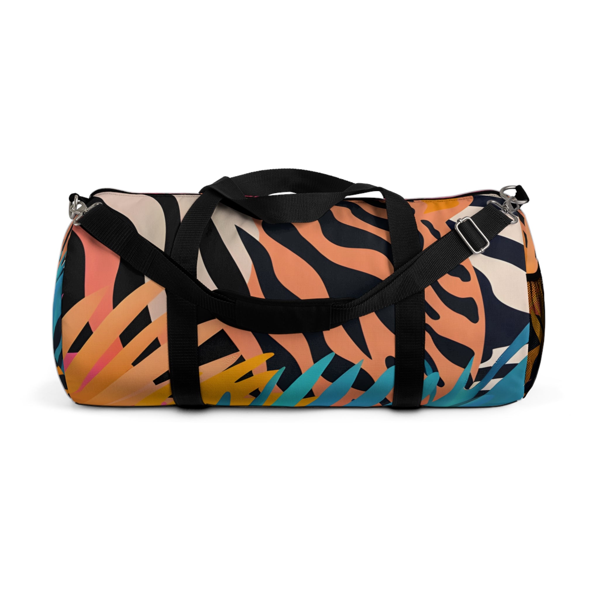 Palm Leaves x Tiger Stripes Orange and Blue Duffel Bag, Artsulli - Art is Long, Life is Short, Bags, Size, Large, , , , , 87678585582604