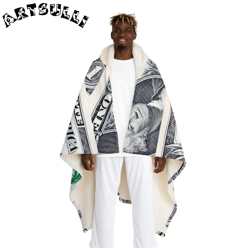 JAKKOUTTHEBXX Dollar Bill Hooded Sherpa Fleece Blanket 2025