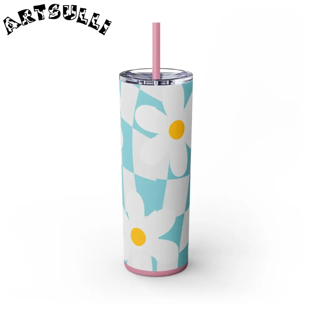 JAKKOUTTHEBXX Trippy Check Garden Skinny Tumbler with Straw 20oz