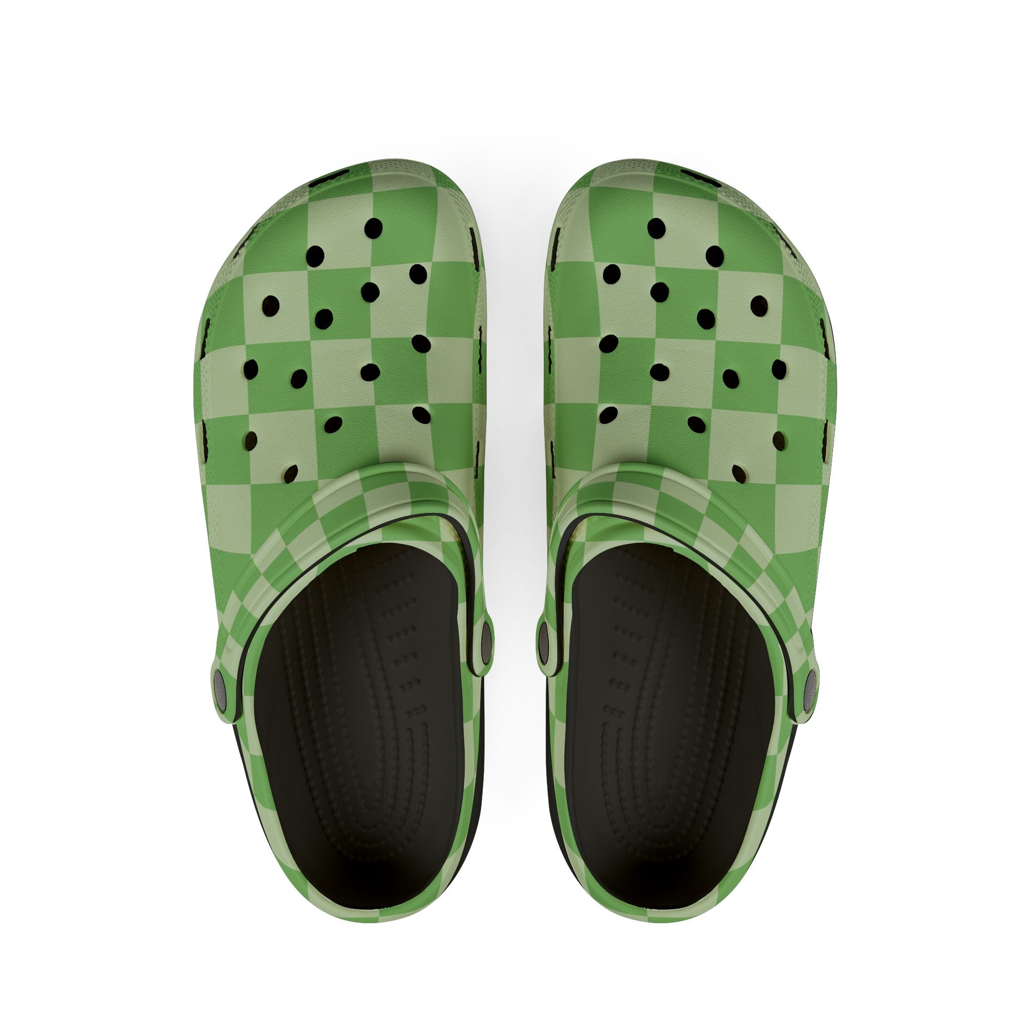 Checkerboard Green EVA Foam Rubber Shoes (AOP), Artsulli - Art is Long, Life is Short, Shoes, Size, US 6 (Women's), Color, Black, , , 25629018730172402396