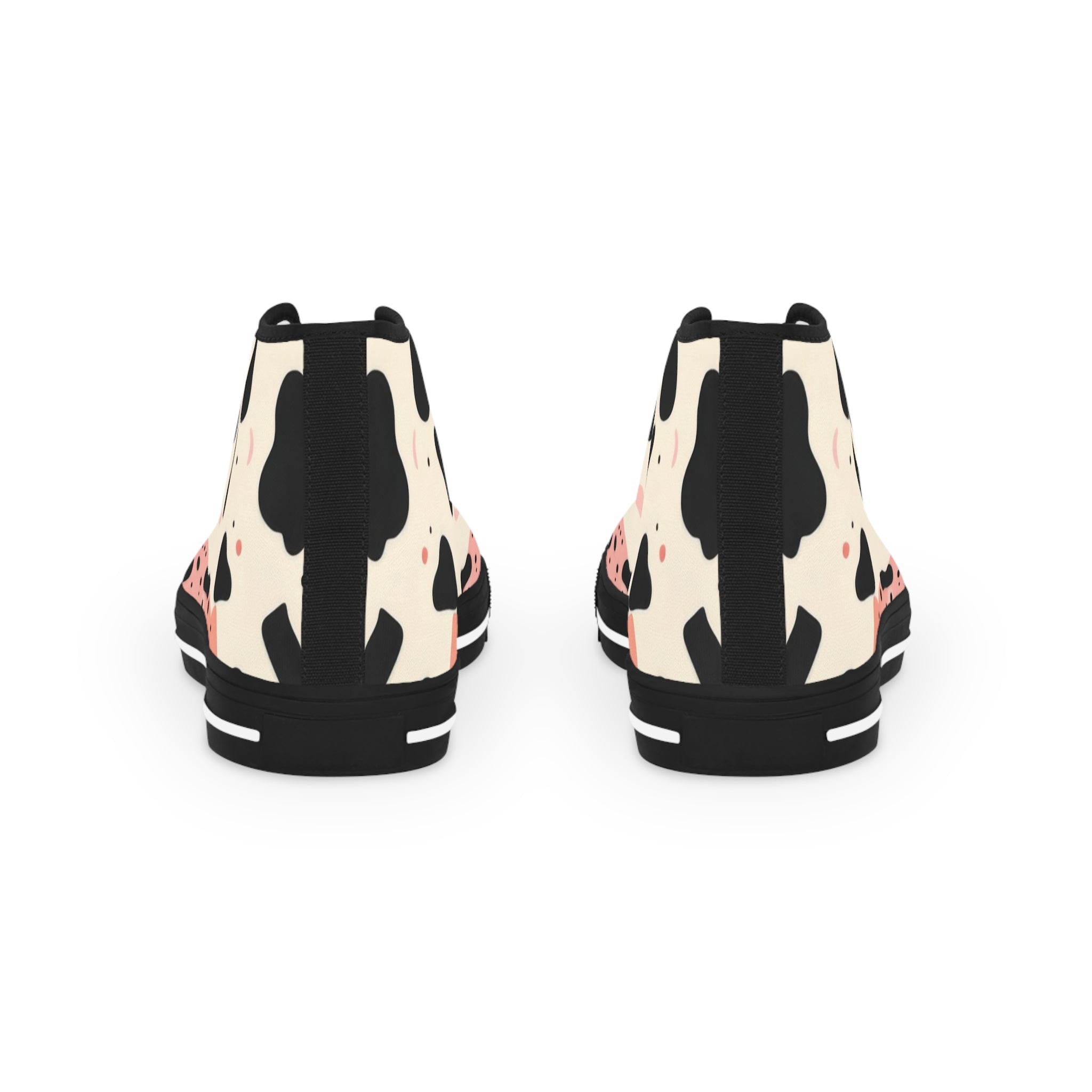 Organic Cow Print Cream and Pink Men's High Top Sneakers, Artsulli - Art is Long, Life is Short, Shoes, , , , , , , 